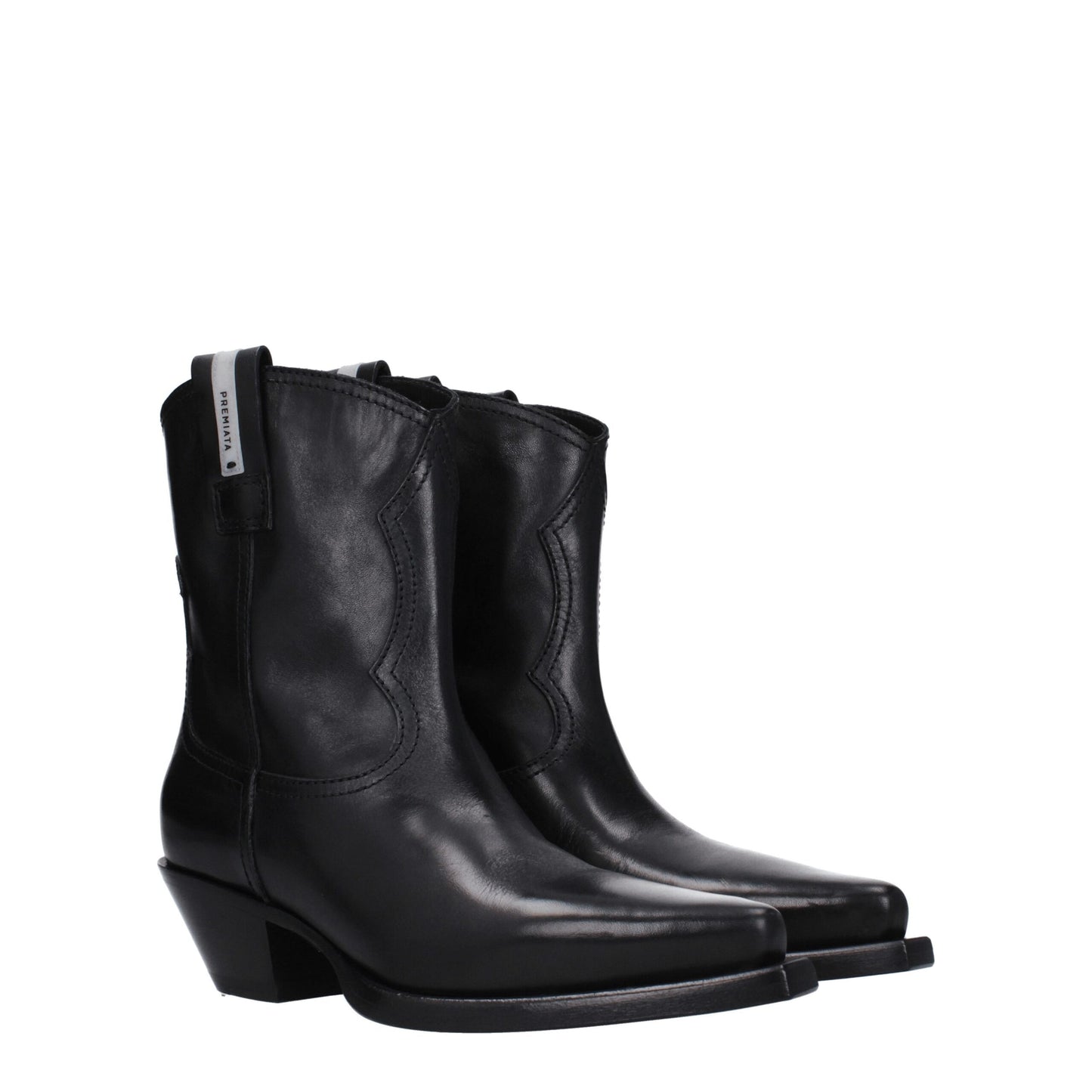 Premiata Schwarze Lederstiefeletten