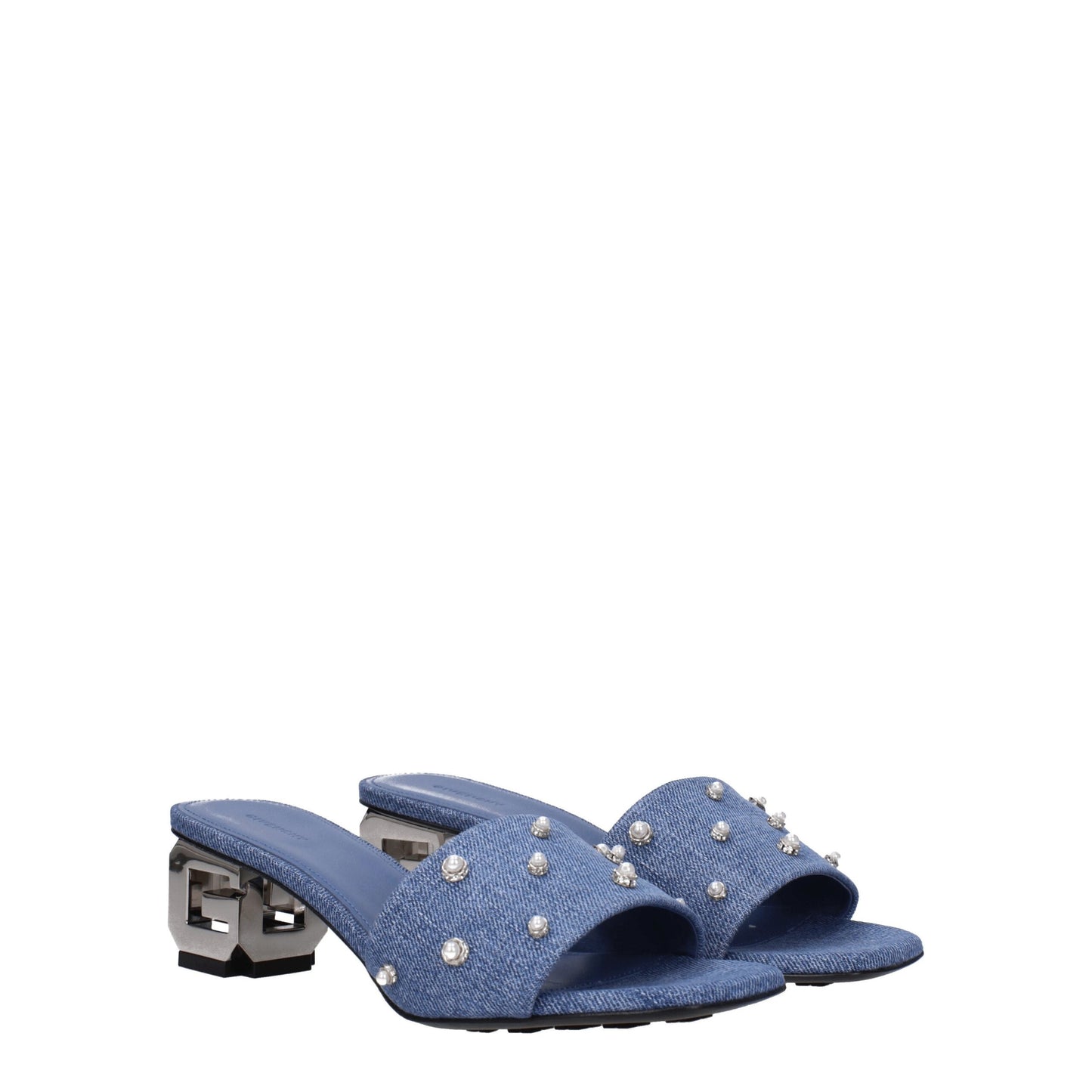 Givenchy Flache Sandalen aus blauem Stoff
