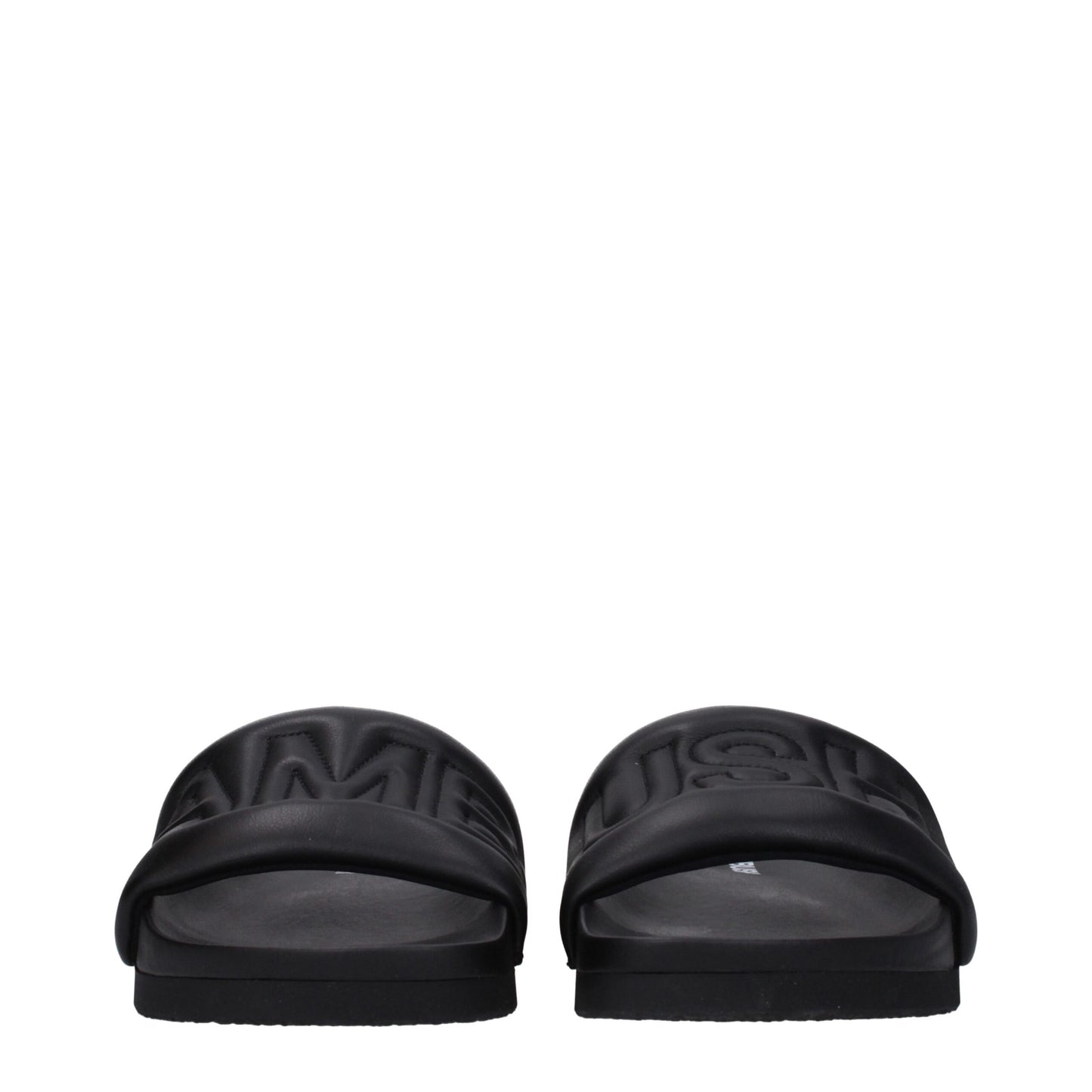 Ambush Schwarze Lederpantoffeln Sandalen