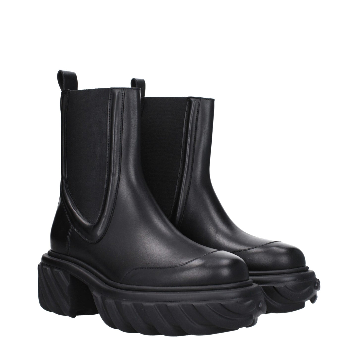 Off-White Schwarze Lederstiefeletten