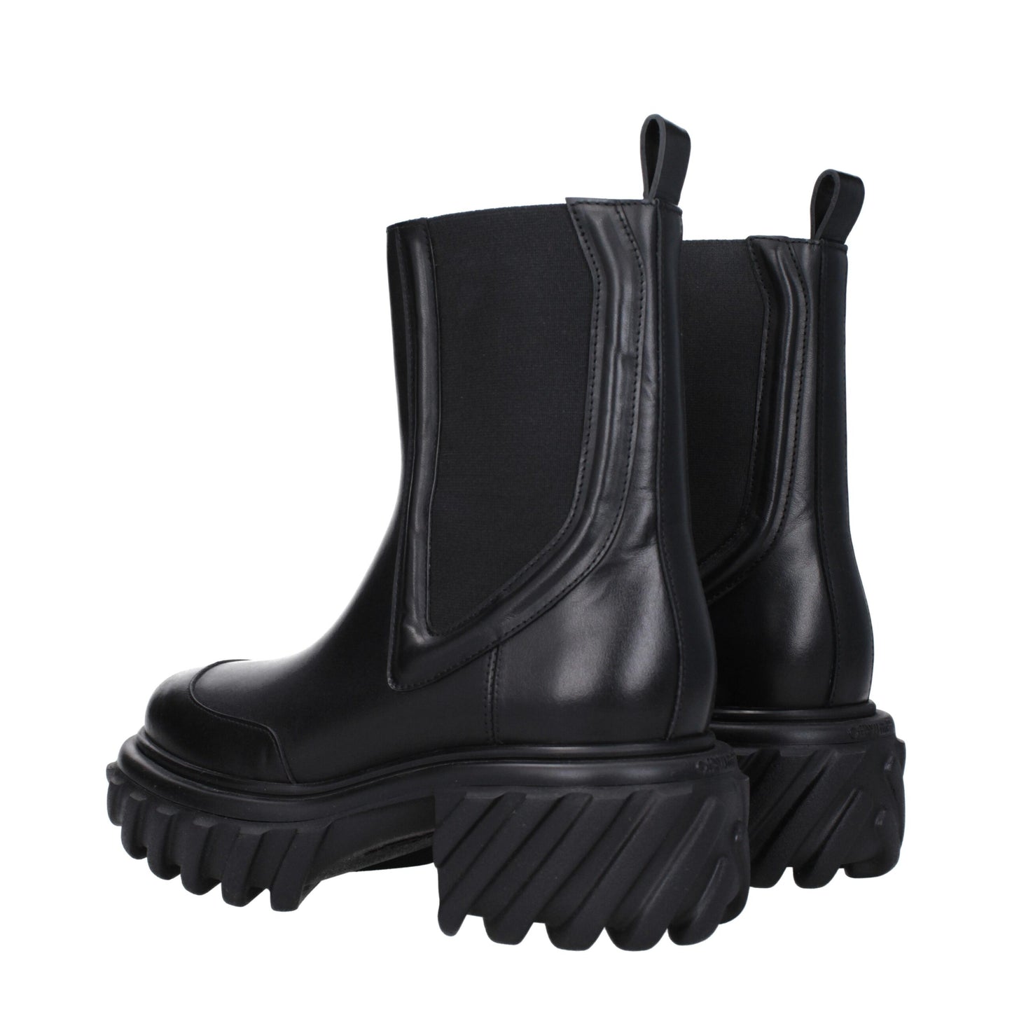 Off-White Schwarze Lederstiefeletten