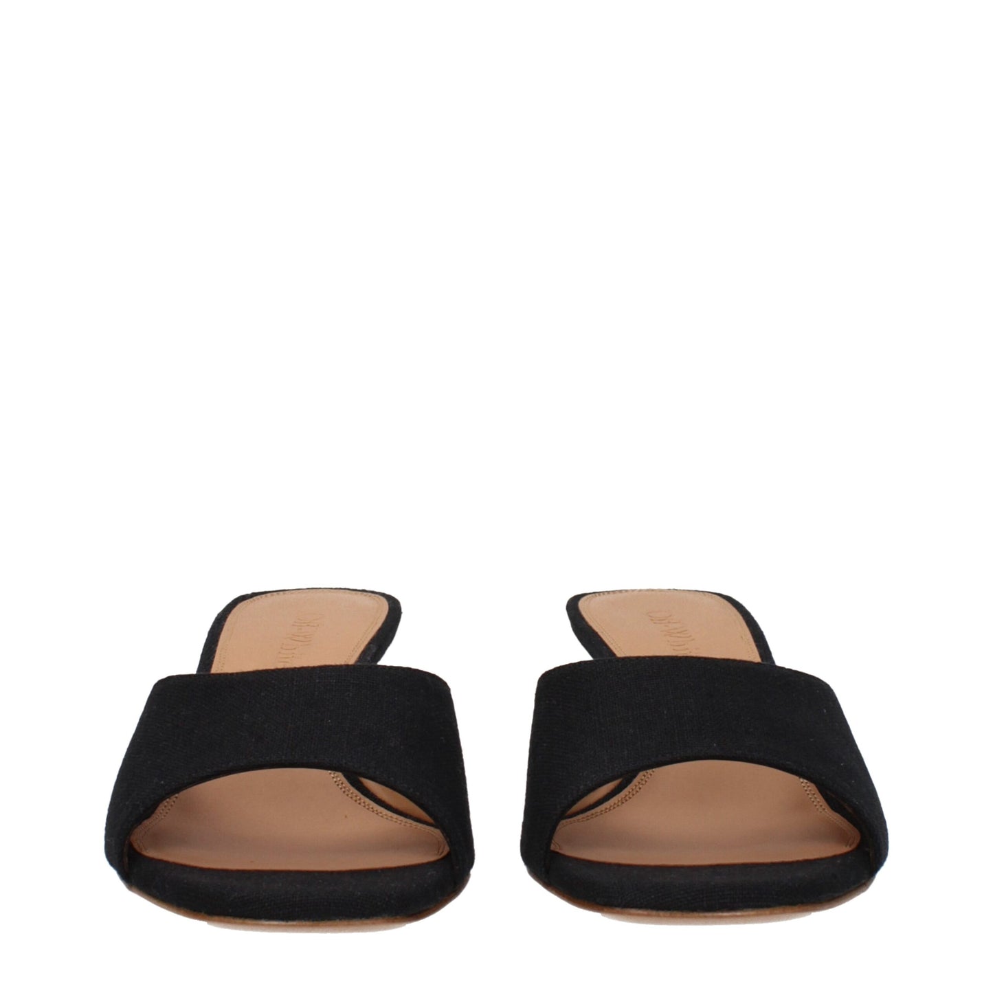Off-White Flache Sandalen aus schwarzem Leinen