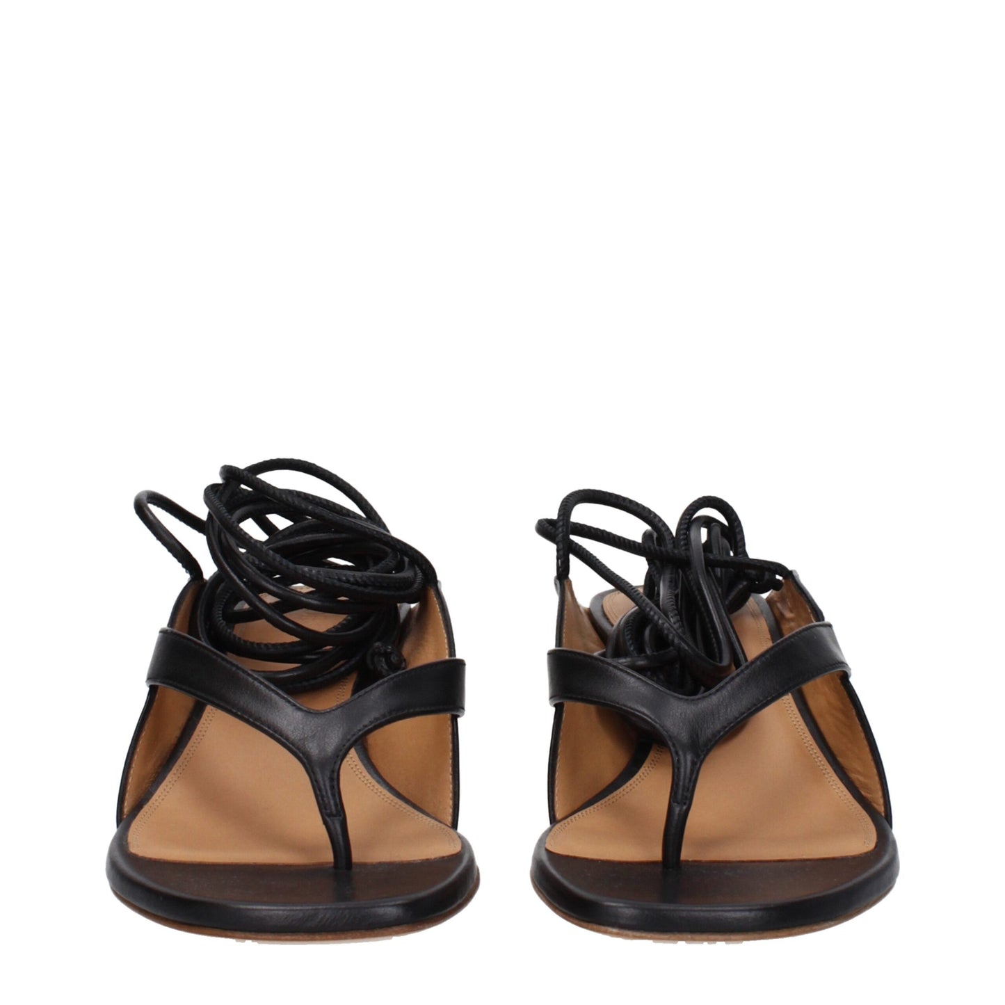 Off-White Schwarze Flip-Flop-Sandalen aus Leder