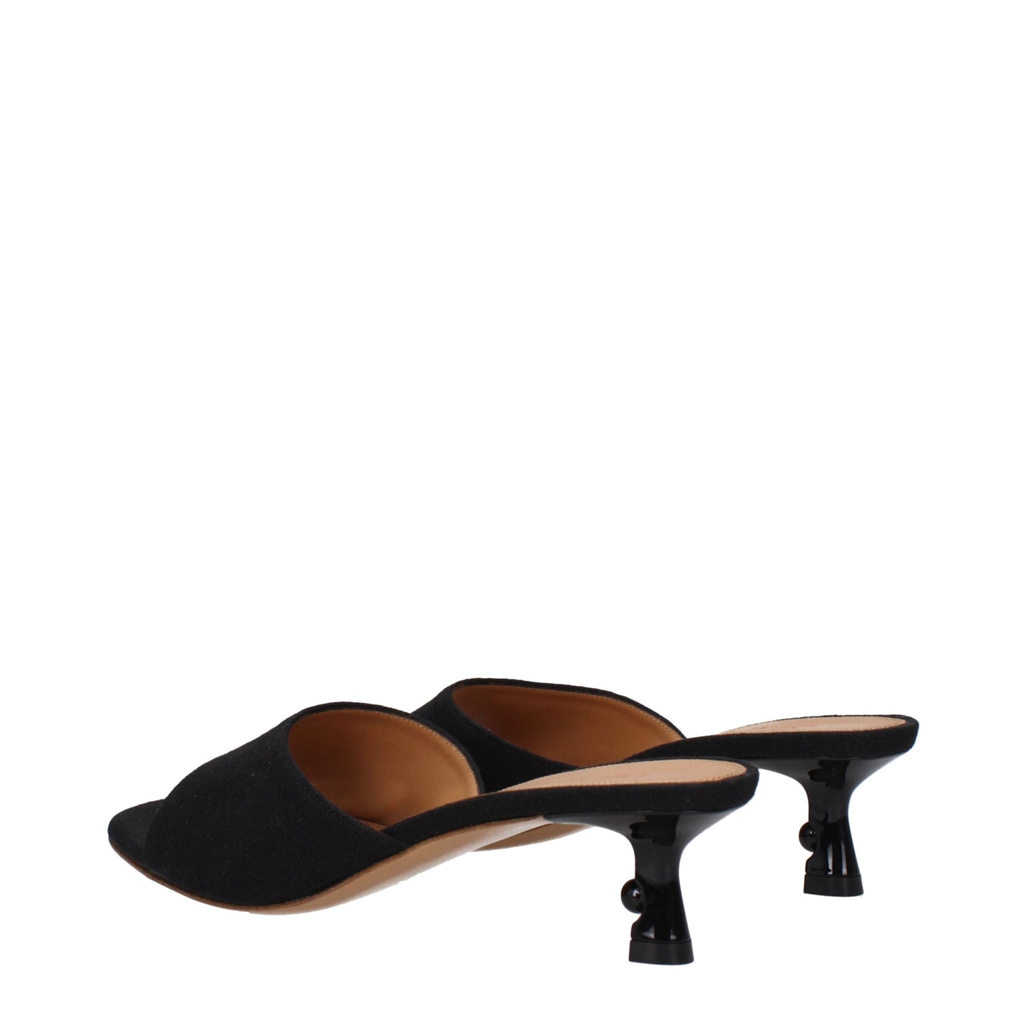 Off-White Flache Sandalen aus schwarzem Leinen