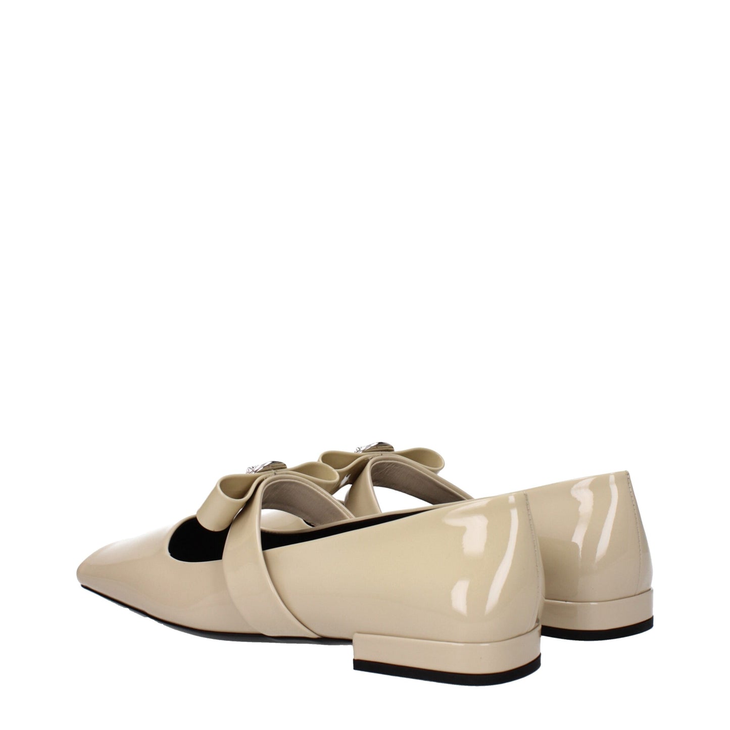 Versace Beigefarbene Leder-Ballett-Flats