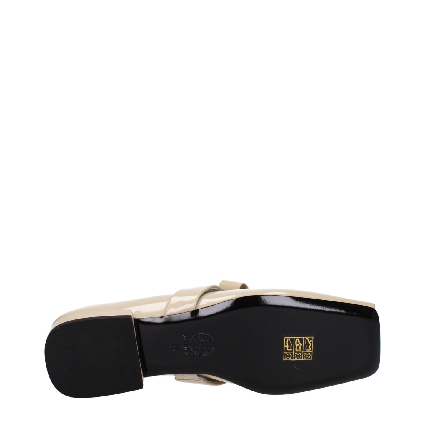 Versace Beigefarbene Leder-Ballett-Flats