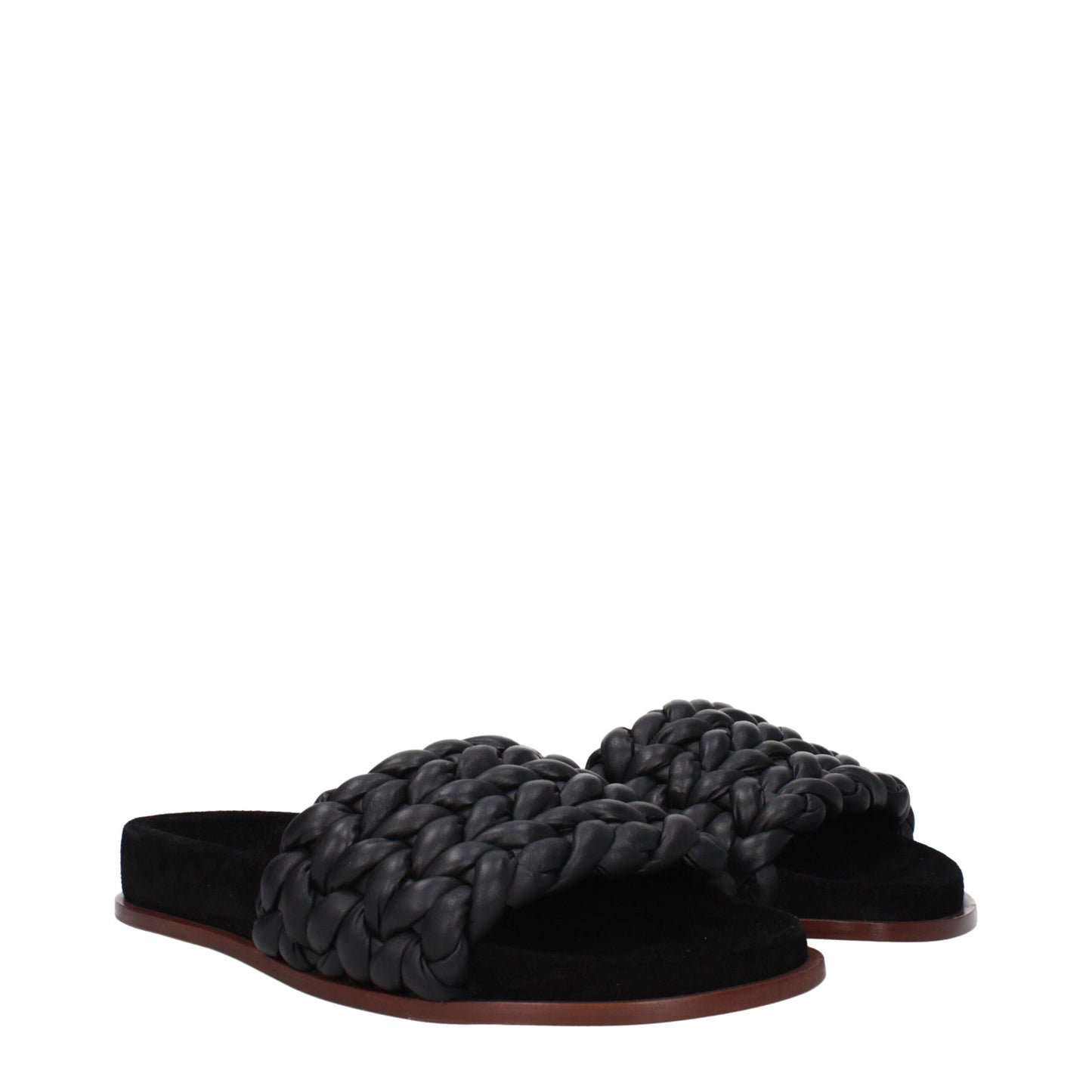 Chloé Schwarze Lederpantoffeln Sandalen