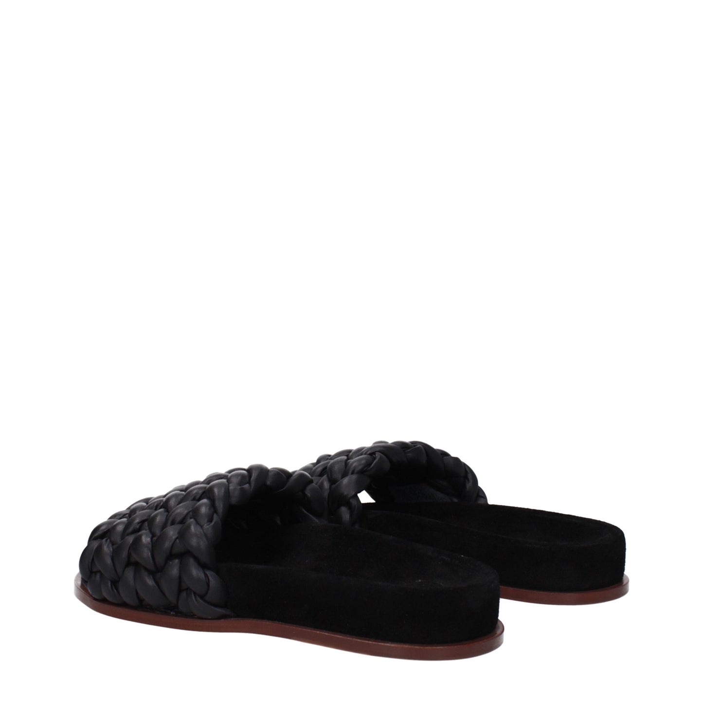 Chloé Schwarze Lederpantoffeln Sandalen