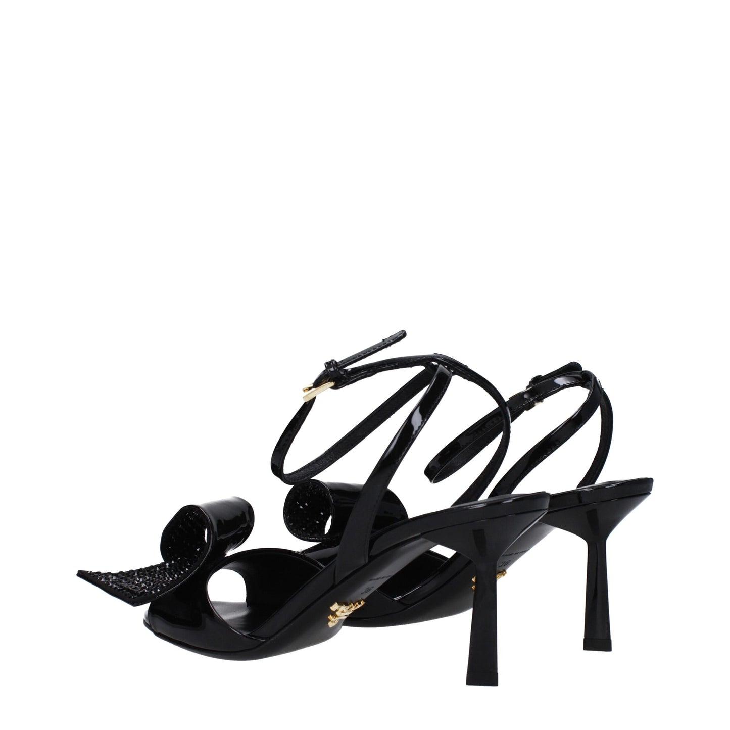 Prada Schwarze Leder Stiletto Heels Sandalen