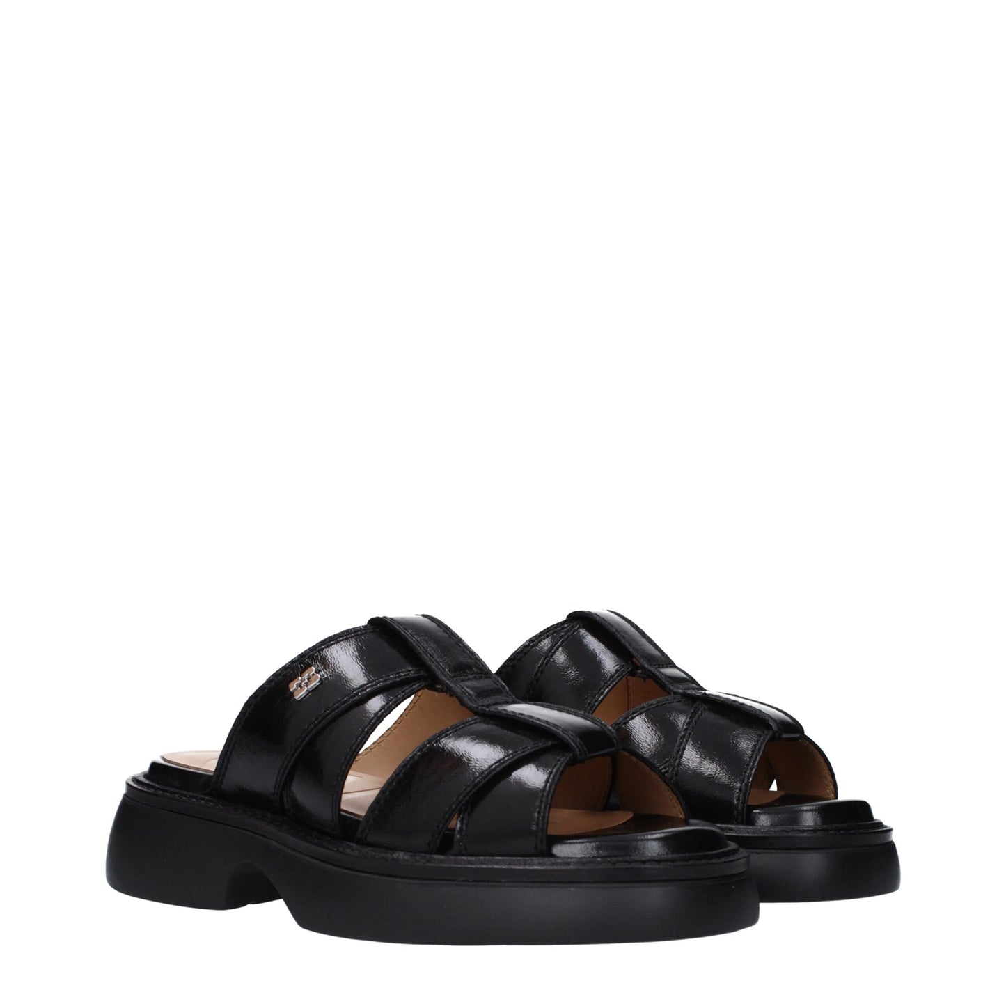 Ganni Schwarze Stoffslipper Sandalen