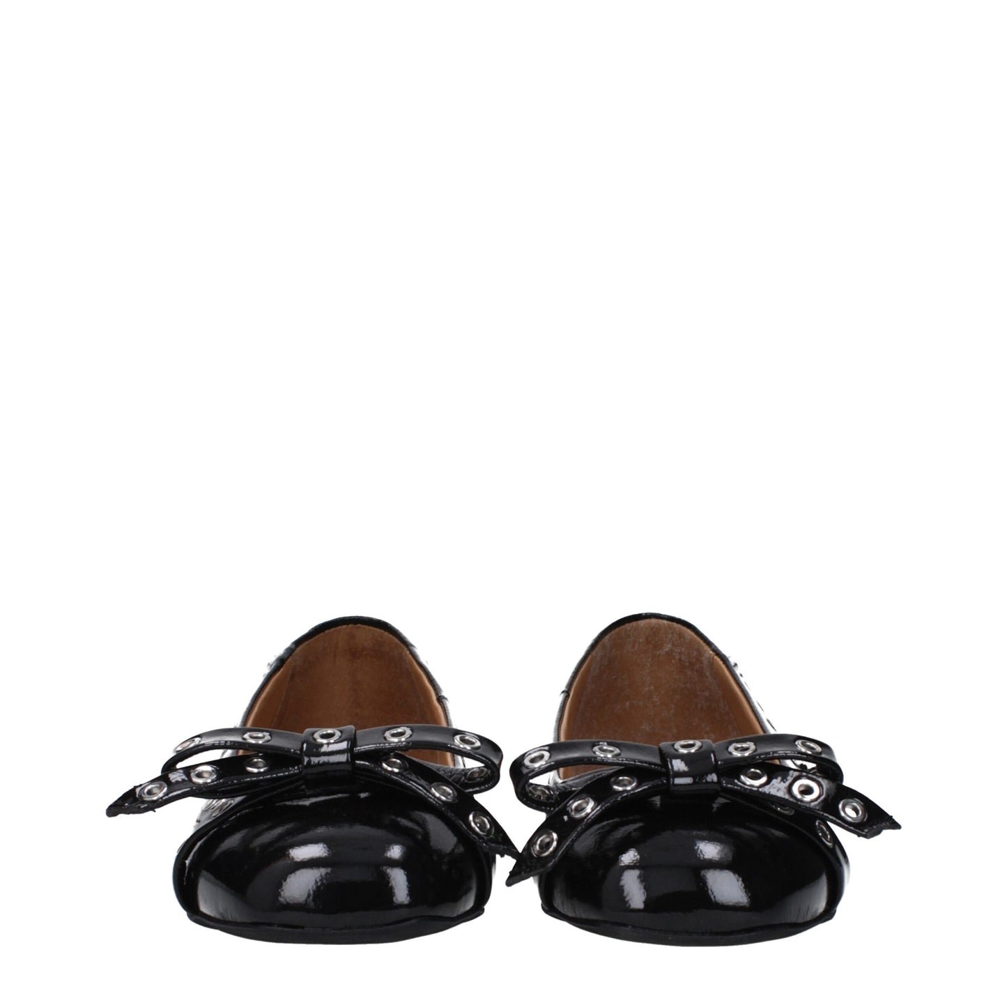 Ganni Schwarze Leder-Ballett-Flats