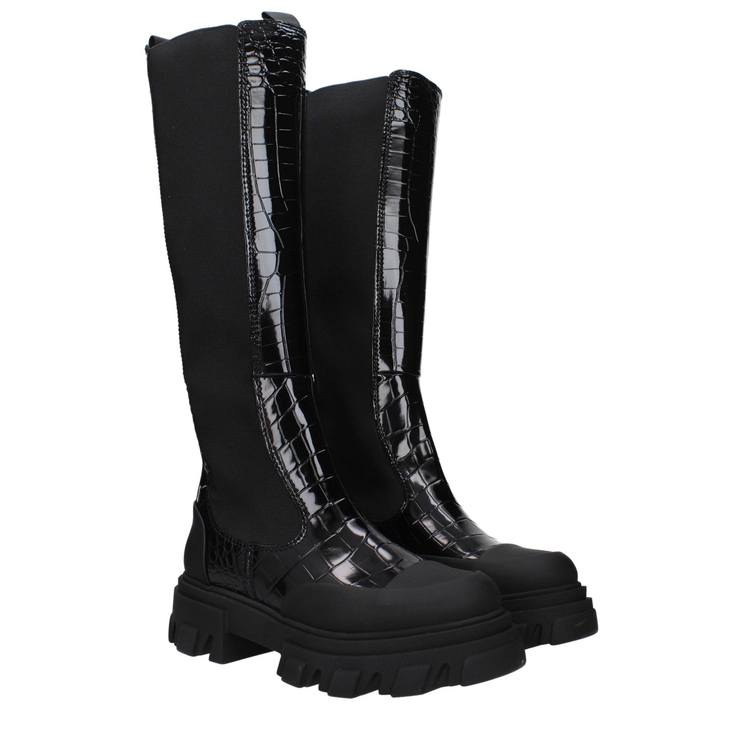 Ganni Schwarzes Leder Over The Knee