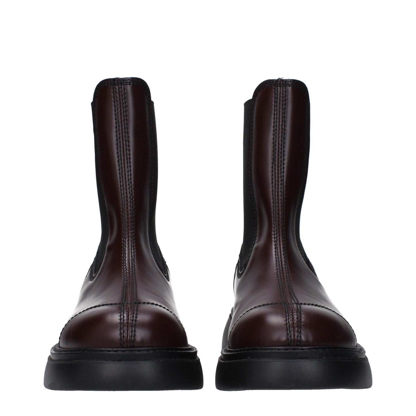 Ganni Braune Lederstiefeletten