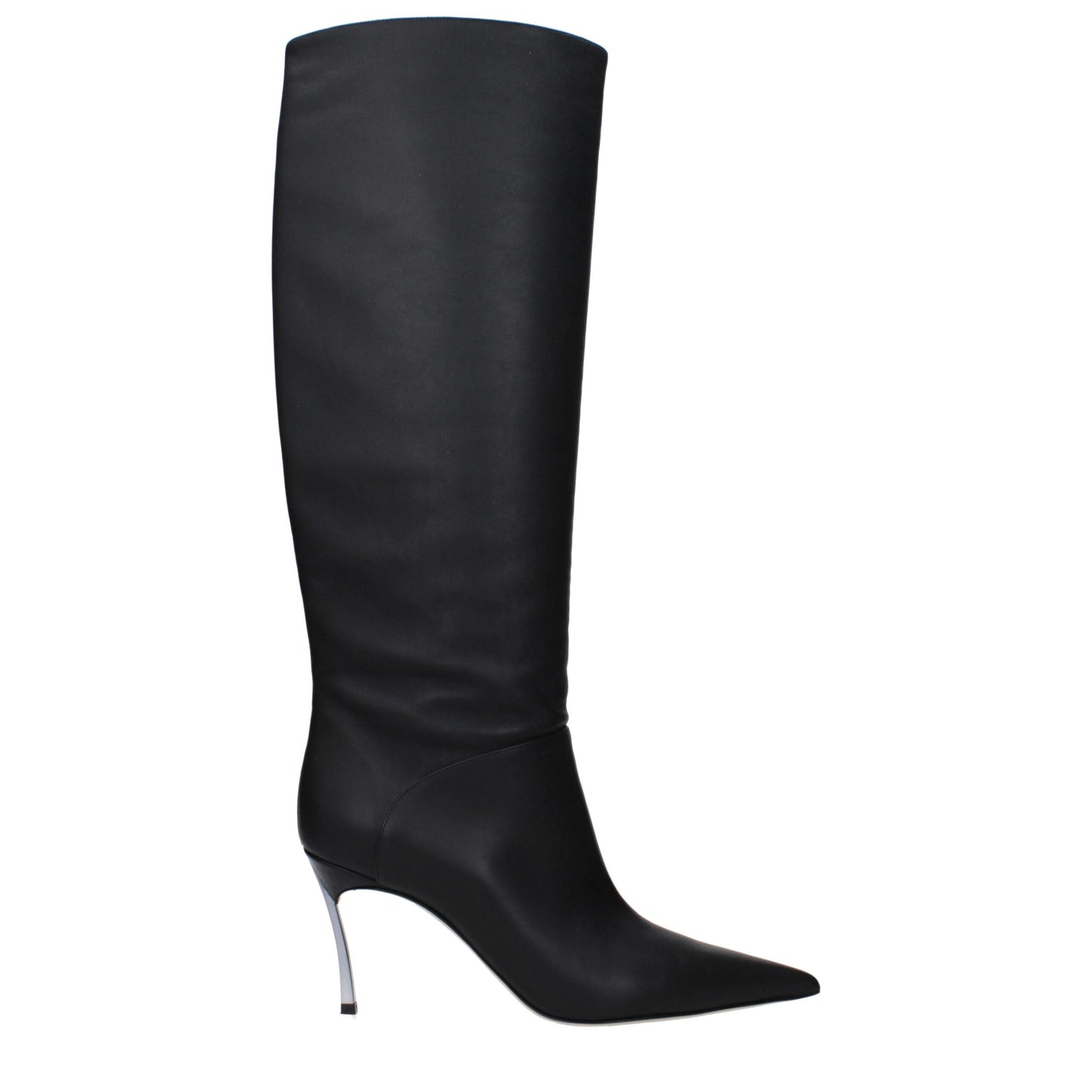 Casadei Schwarze Lederstiefel mit hohem Absatz