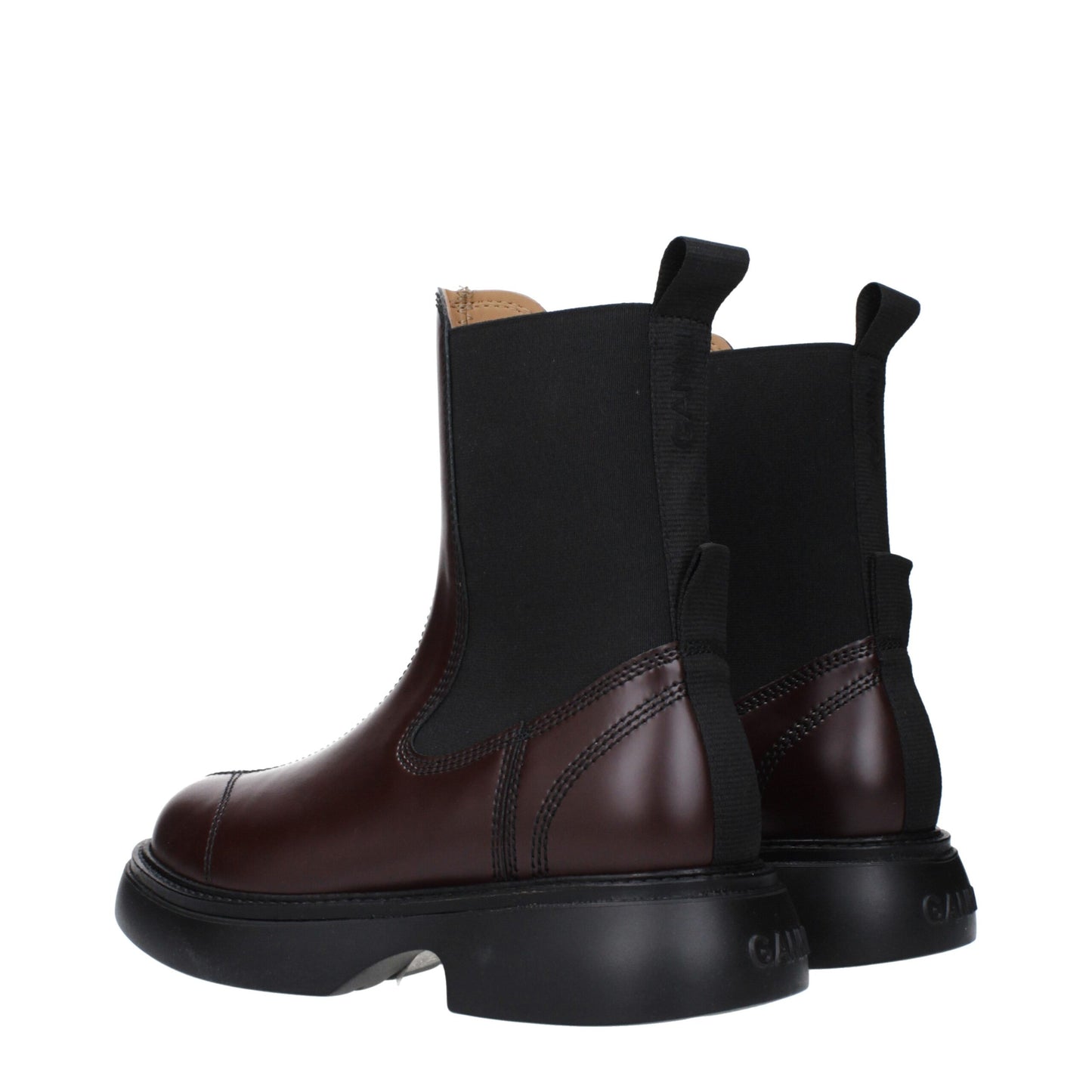Ganni Braune Lederstiefeletten