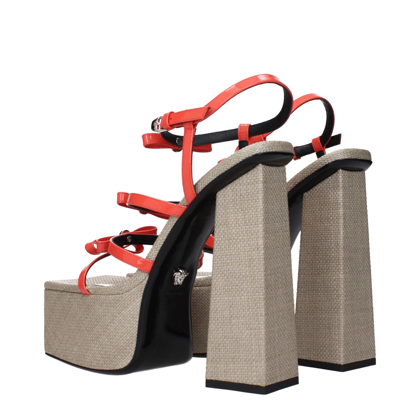 Versace Orangefarbene Leder-Plateaus