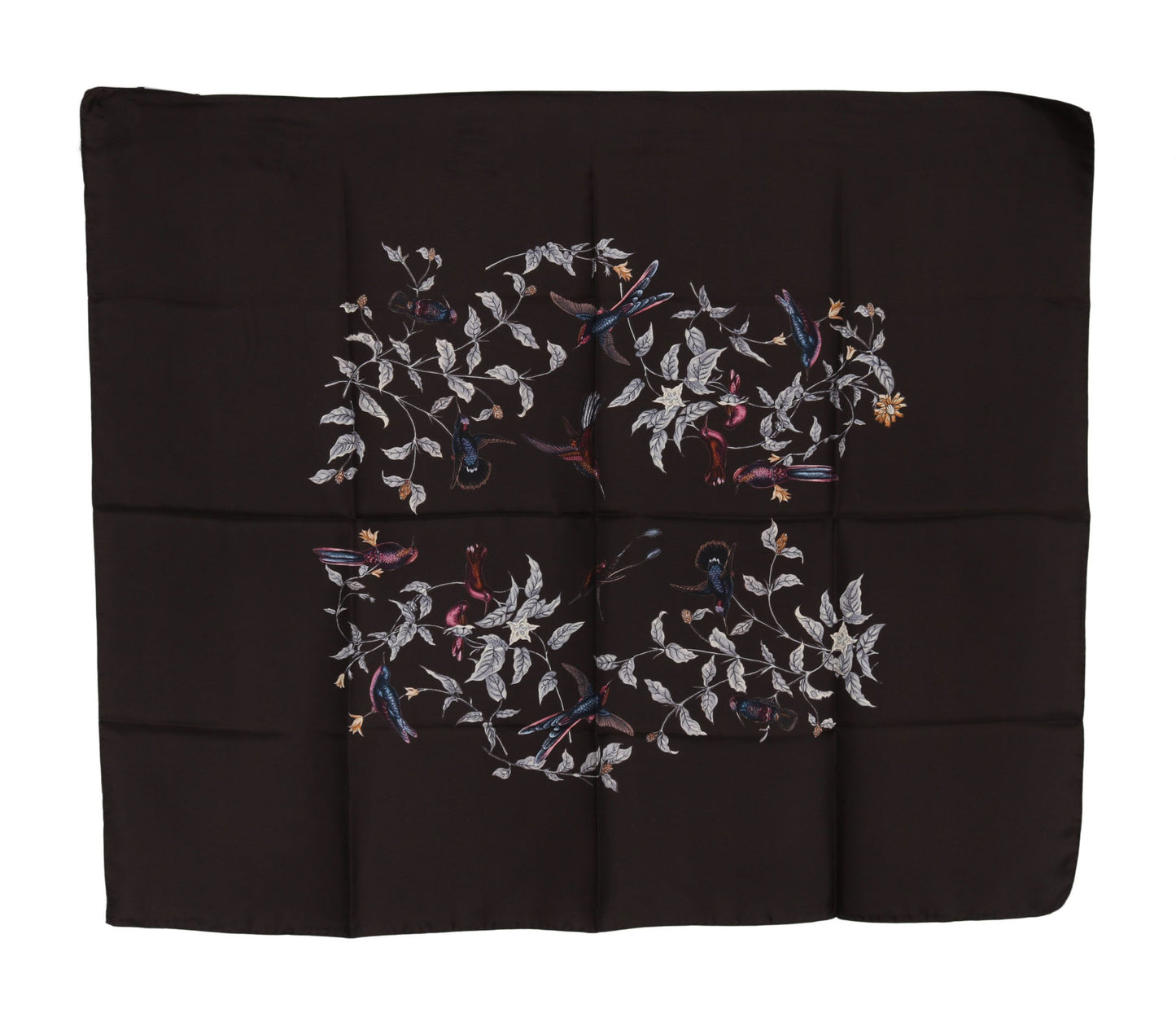 Dolce & Gabbana Braun 100% Seide Vogel Druck Wrap 80cm X 95cm RRP Schal
