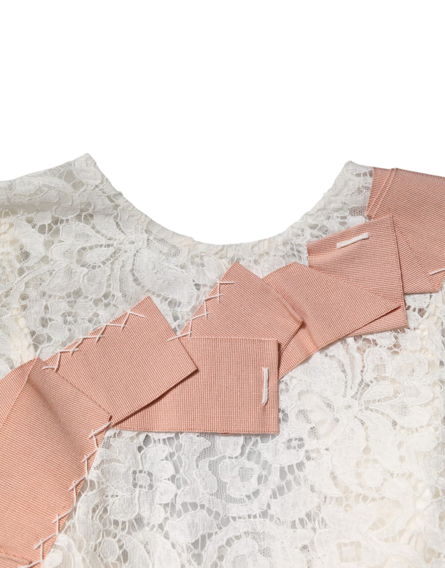 Dolce & Gabbana Weißes Blusentop mit floraler Spitze und kurzen Ärmeln