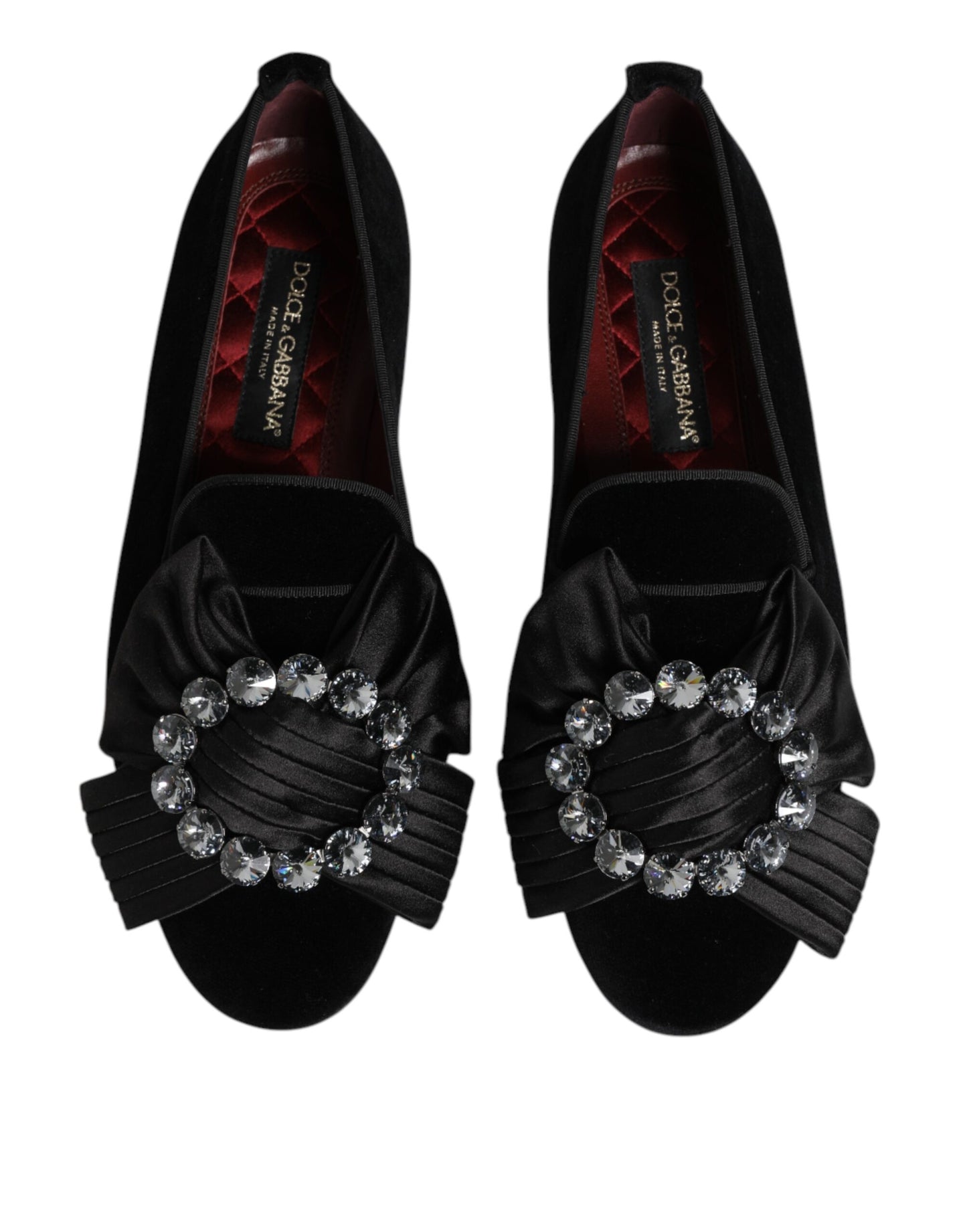 Dolce & Gabbana Schwarze VATICANO Crystal Ribbon Slip On Schuhe