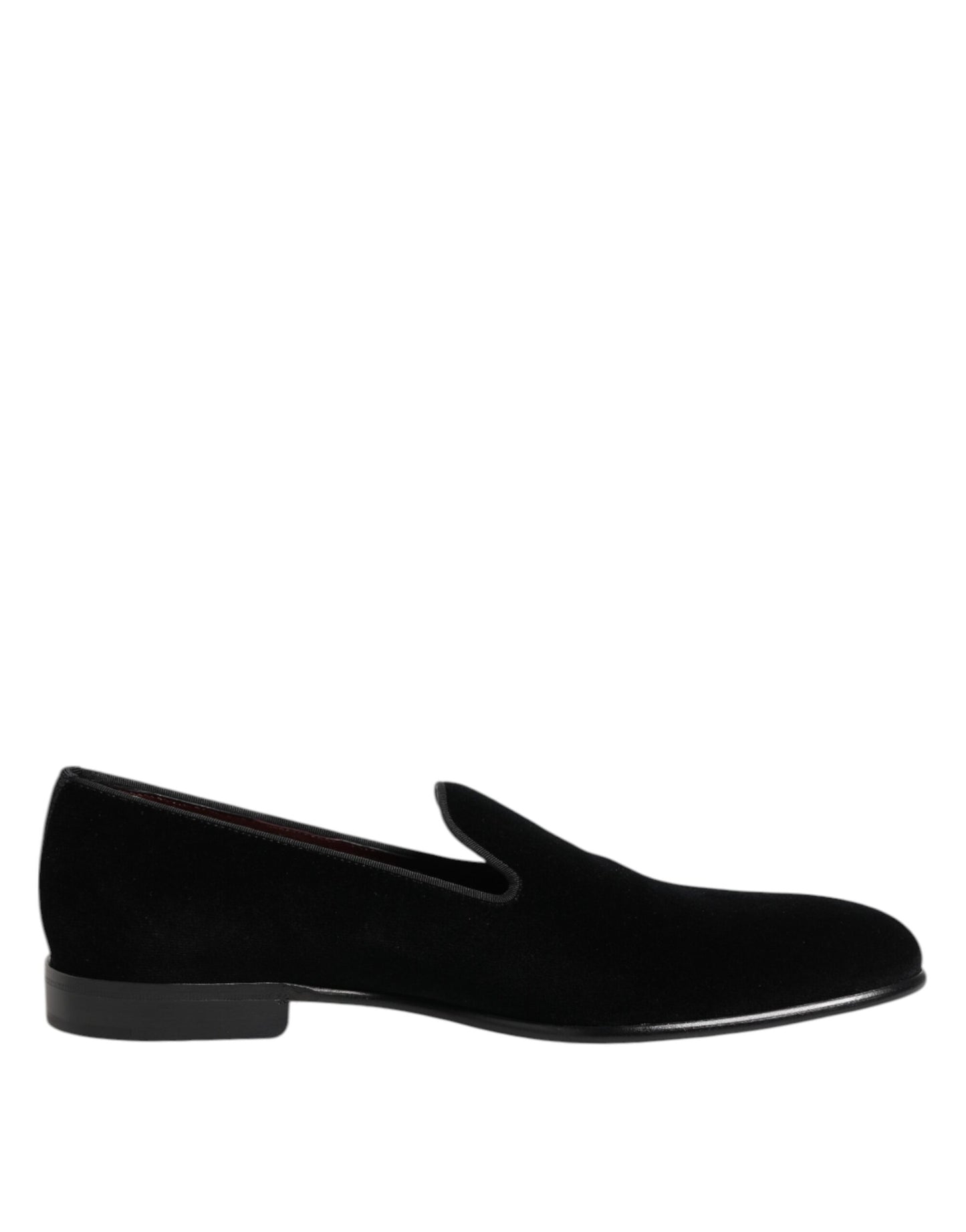 Dolce & Gabbana Schwarzer Samt Slip On Loafers Männer Formelle Schuhe