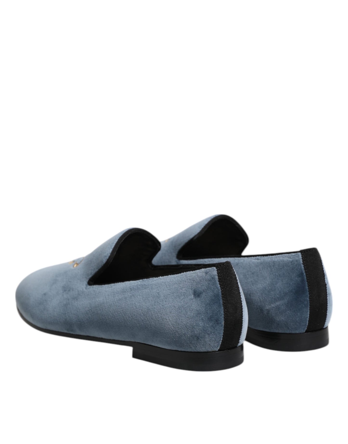 Dolce & Gabbana Blauer Samt DG Logo Loafers Formelle Schuhe