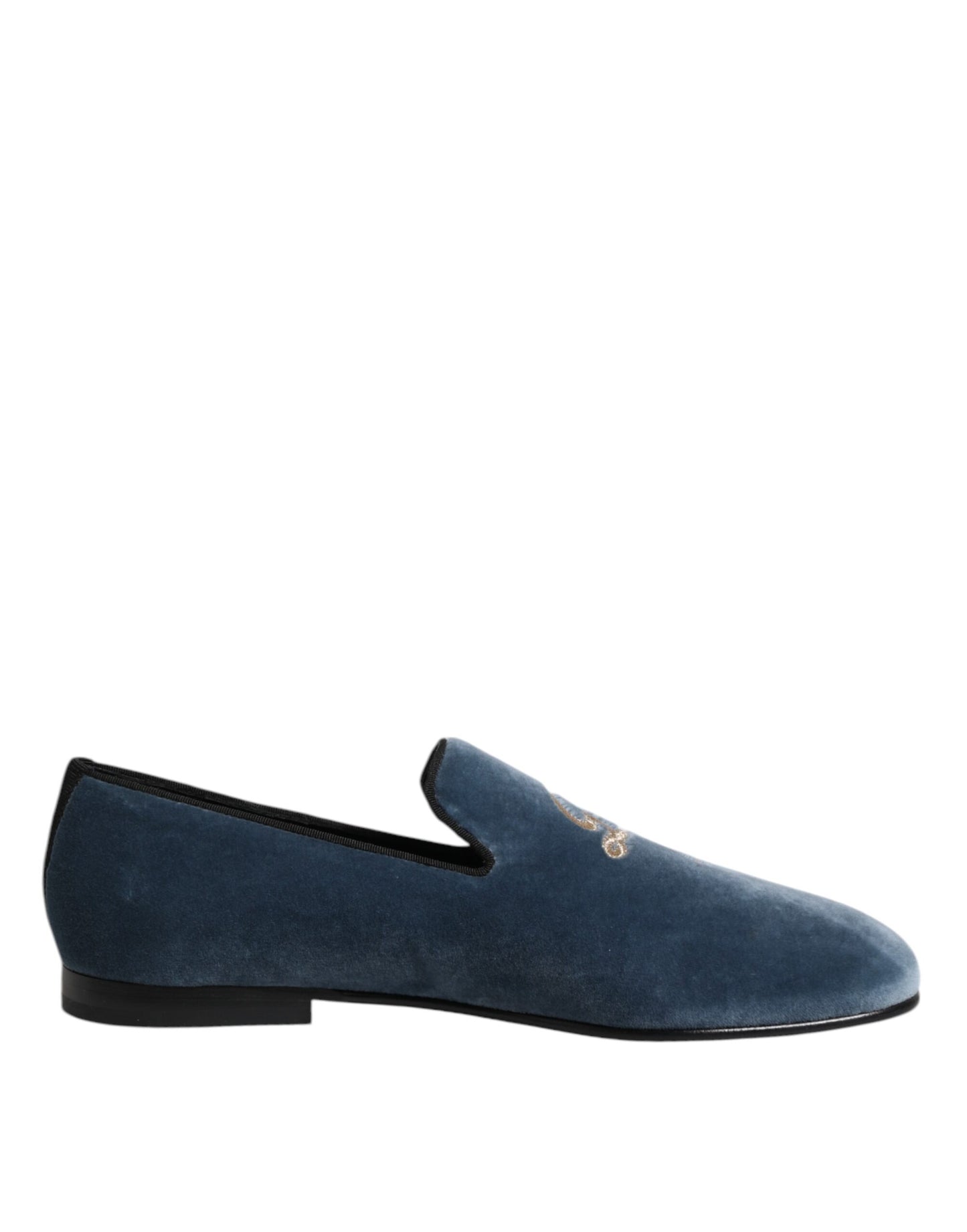 Dolce & Gabbana Blauer Samt DG Logo Loafers Formelle Schuhe