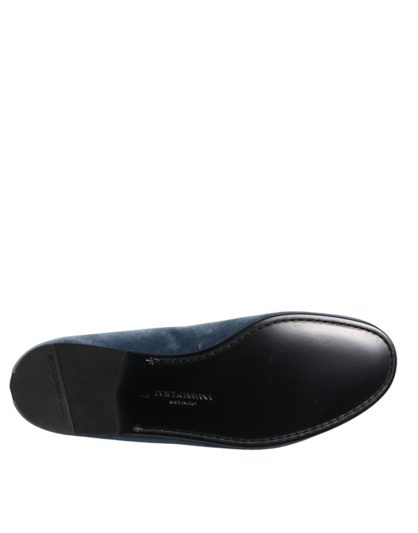 Dolce & Gabbana Blauer Samt DG Logo Loafers Formelle Schuhe