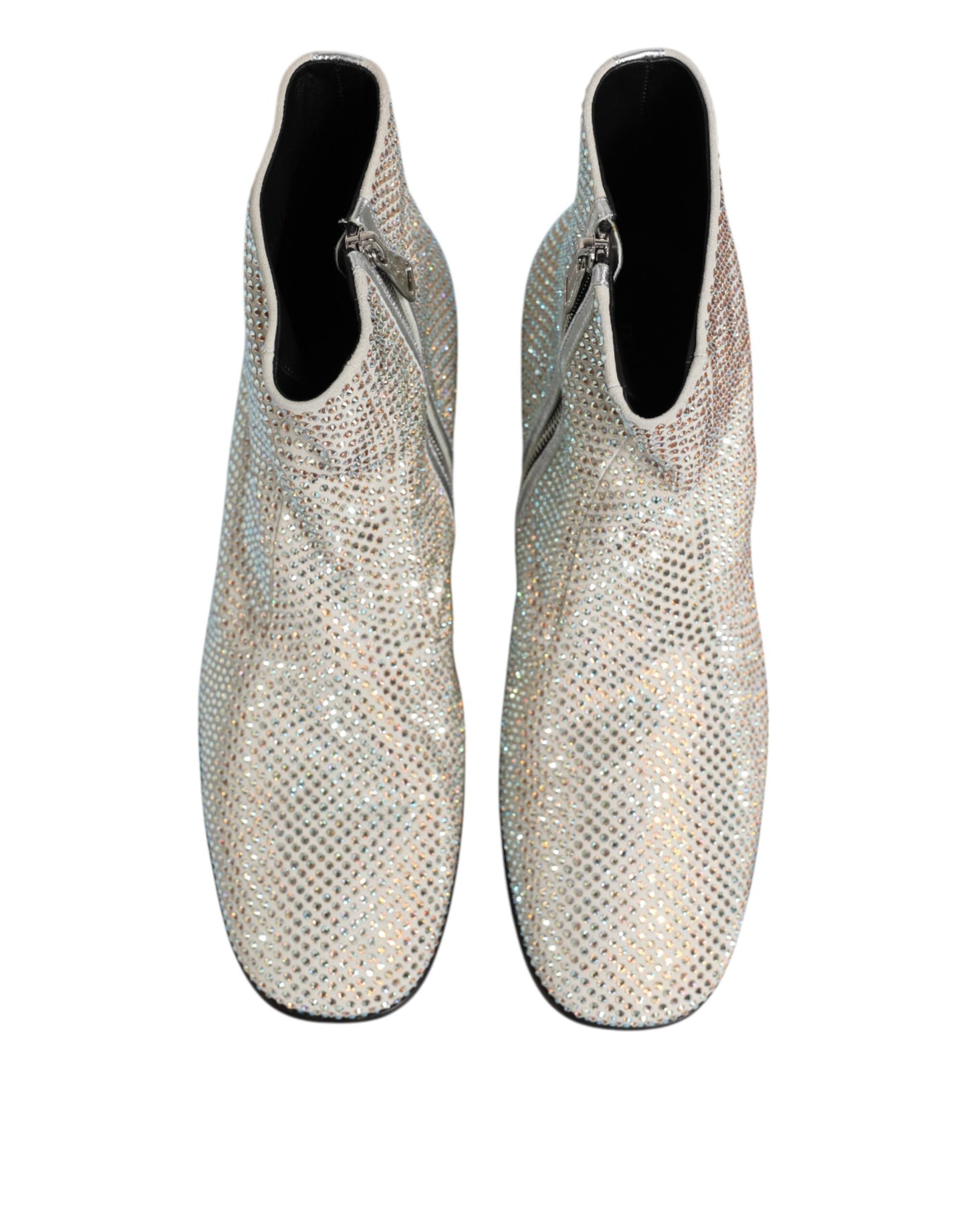 Dolce & Gabbana Weiße Strass DG Logo Heels Stiefeletten Schuhe