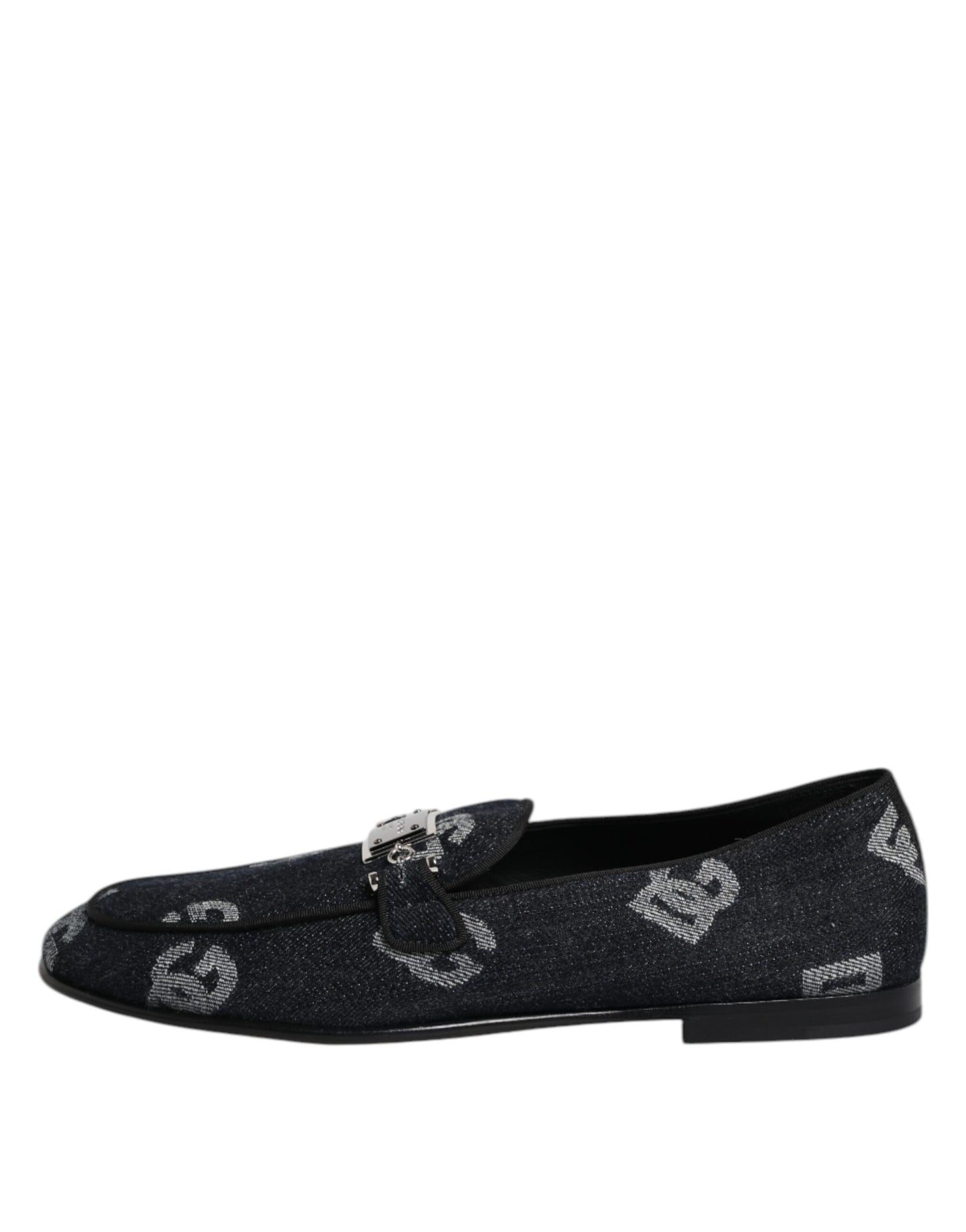 Dolce & Gabbana Blaue Logo-Baumwoll-Loafers Formelle Anzugschuhe