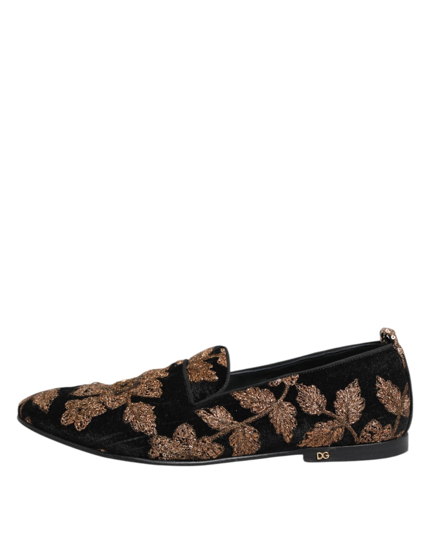 Dolce & Gabbana Schwarz Floral Stickerei Männer Loafers Schuhe