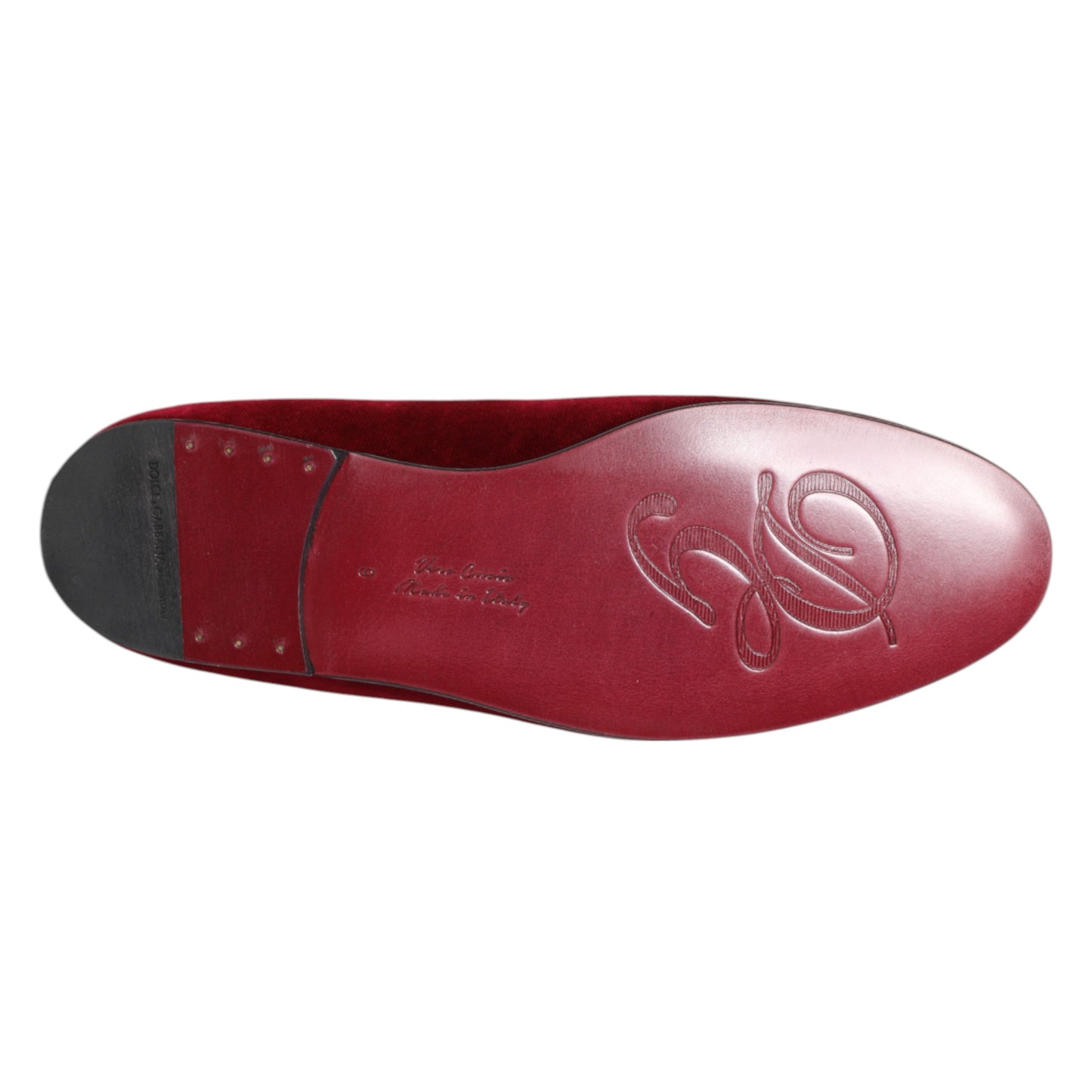 Dolce & Gabbana Red Velvet Gold Crown Herren Loafers Schuhe