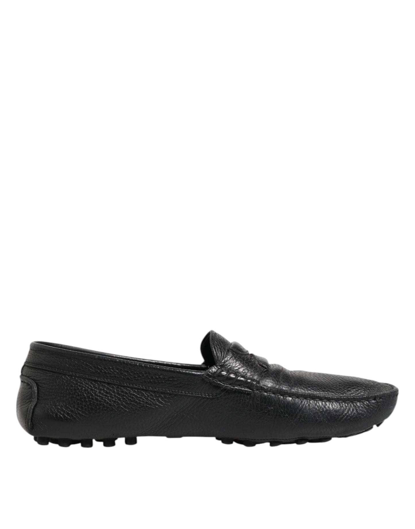 Dolce & Gabbana Schwarzes Leder Slip On Mokassin Loafer Schuhe
