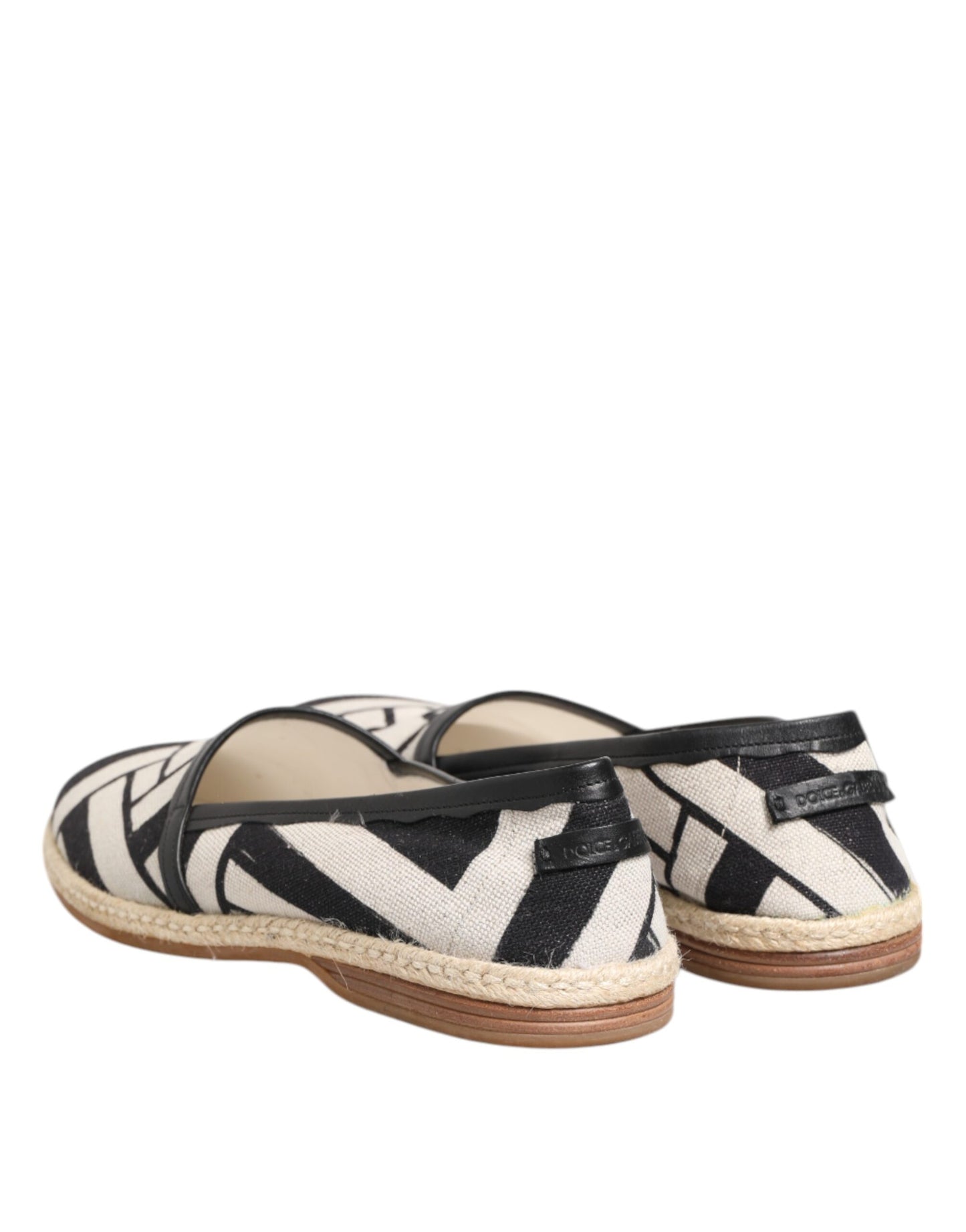 Dolce & Gabbana Schwarz Weiß Streifen Flache Espadrille Schuhe