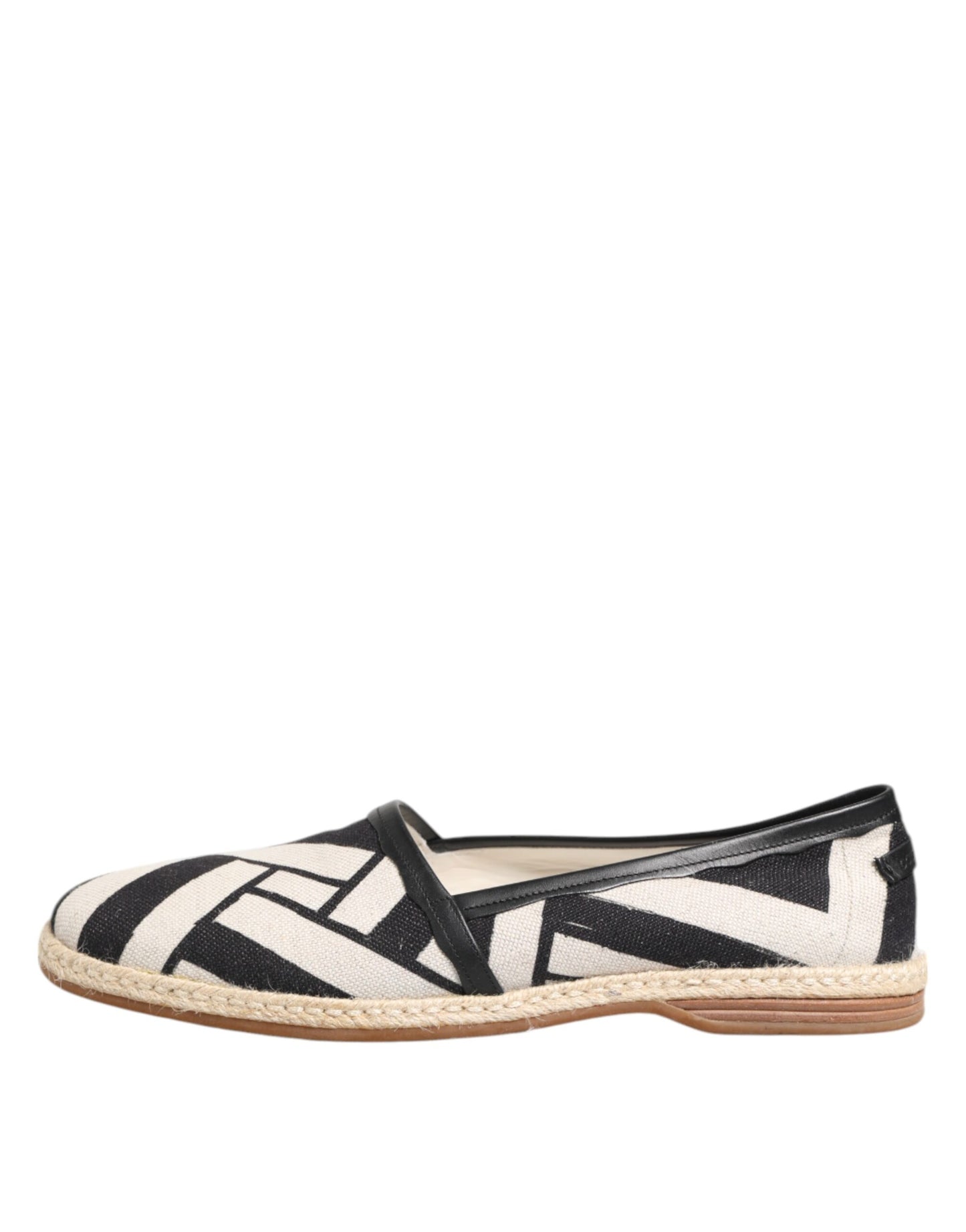Dolce & Gabbana Schwarz Weiß Streifen Flache Espadrille Schuhe