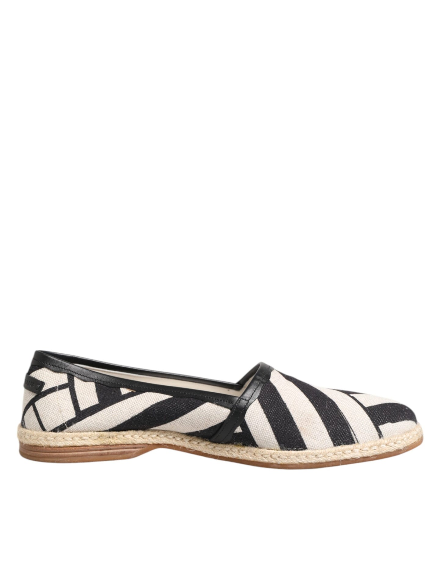Dolce & Gabbana Schwarz Weiß Streifen Flache Espadrille Schuhe
