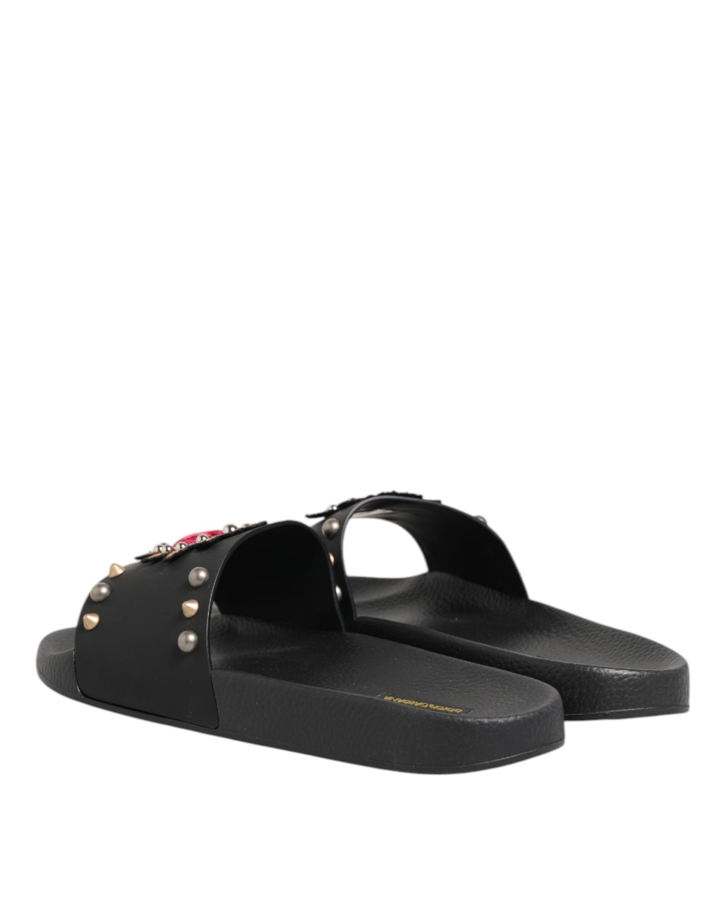 Dolce & Gabbana Schwarzer Gummi Sacred Heart Slides Männer Beachwear Schuhe