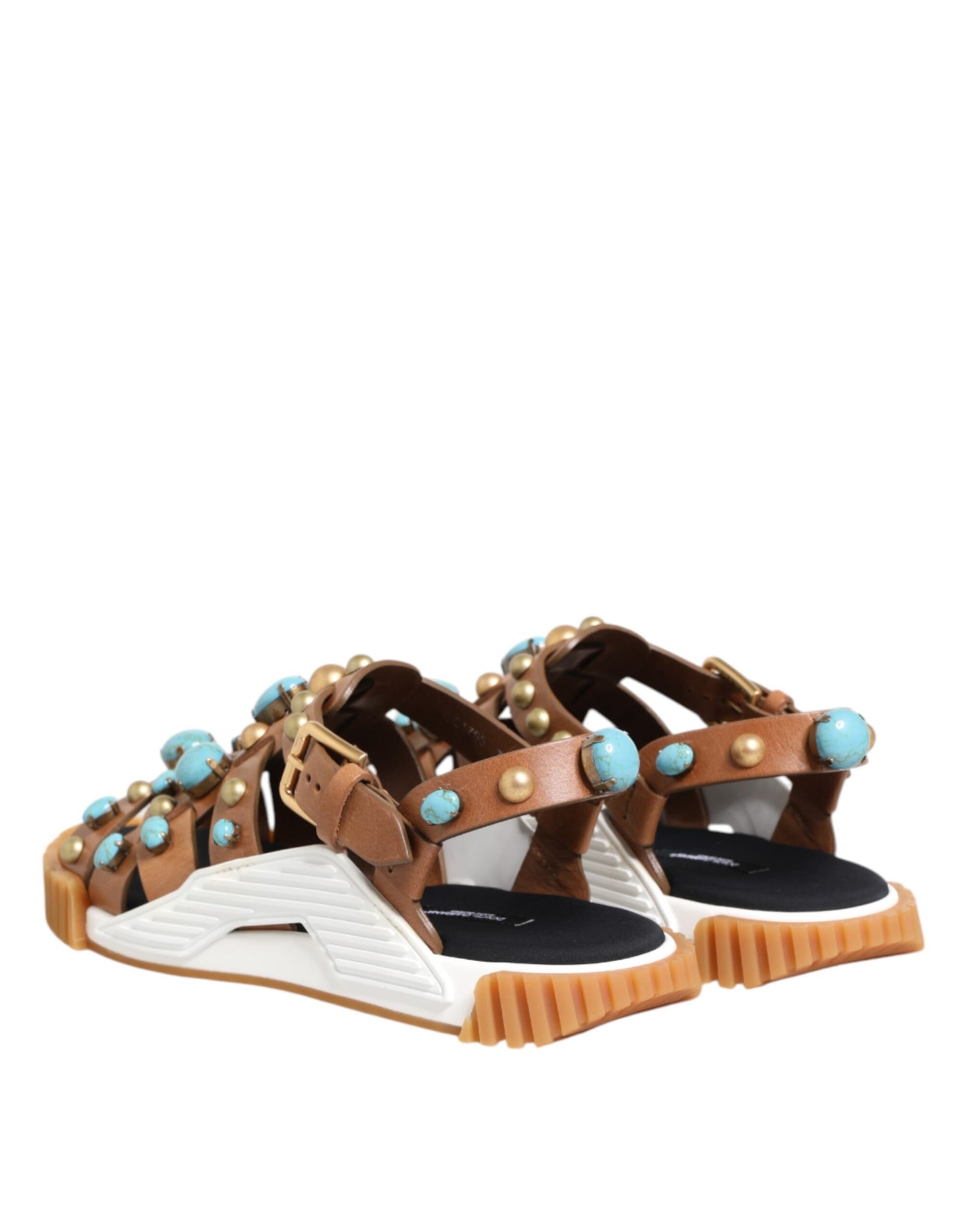 Dolce & Gabbana Braunes Leder Nietenschuhe Sandalen Schuhe