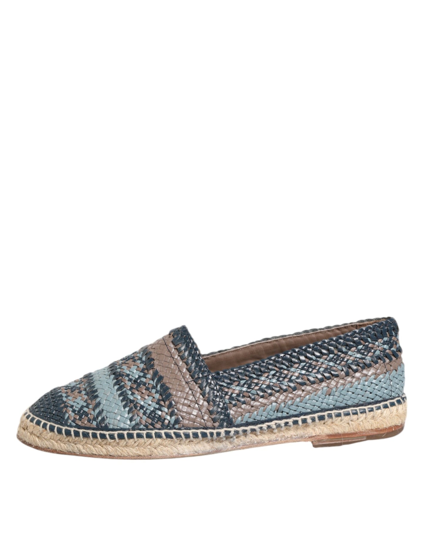 Dolce & Gabbana Blaugraue gewebte Leder Espadrille-Schuhe von Buffalo