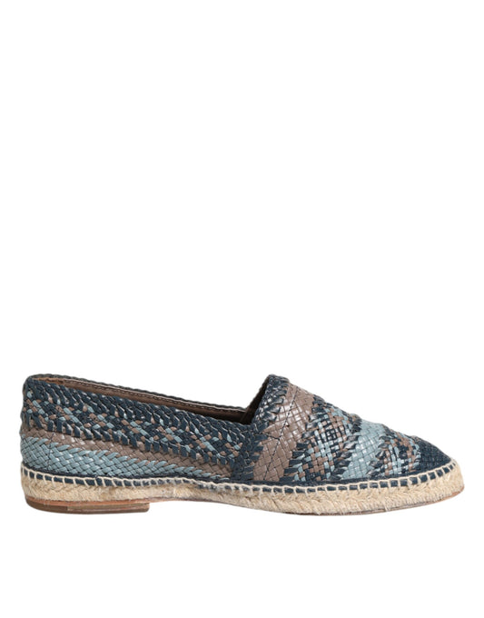 Dolce & Gabbana Blaugraue gewebte Leder Espadrille-Schuhe von Buffalo