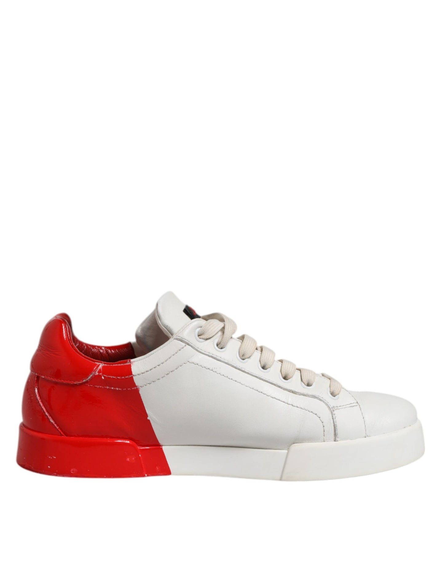 Dolce & Gabbana Weiß Rot Leder Logo Low Top Sneakers Schuhe