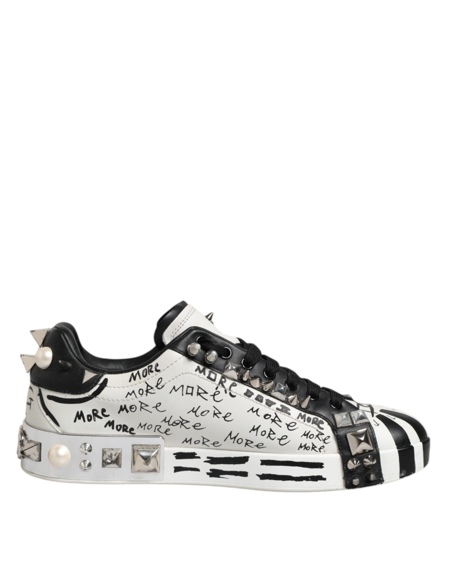 Dolce & Gabbana Schwarz Weiß Nieten Low Top Sneakers Schuhe