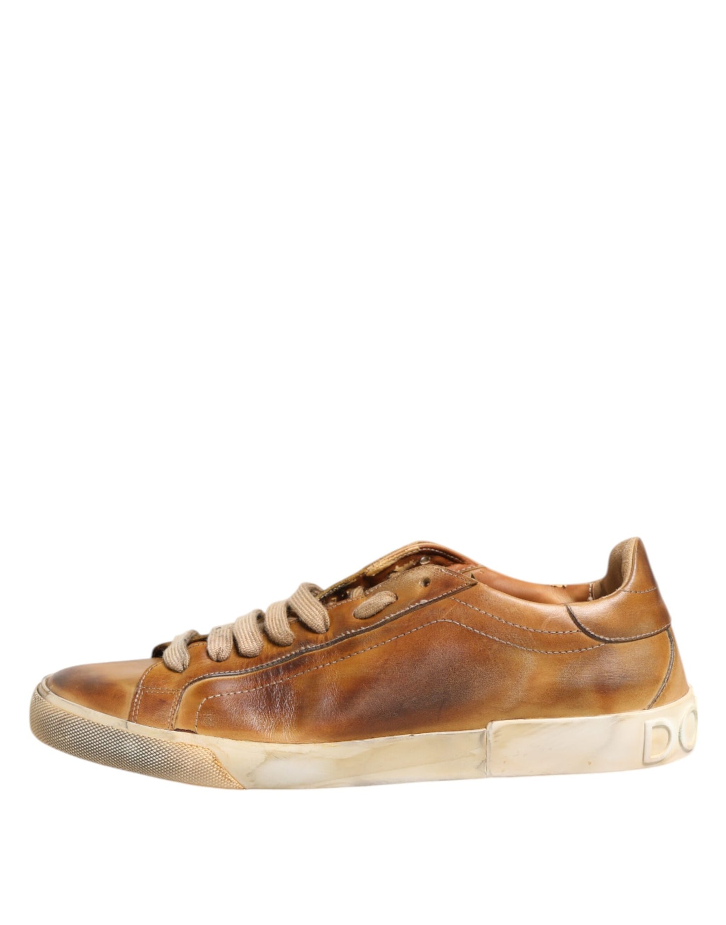 Dolce & Gabbana Braun Leder Low Top Männer Turnschuhe Schuhe