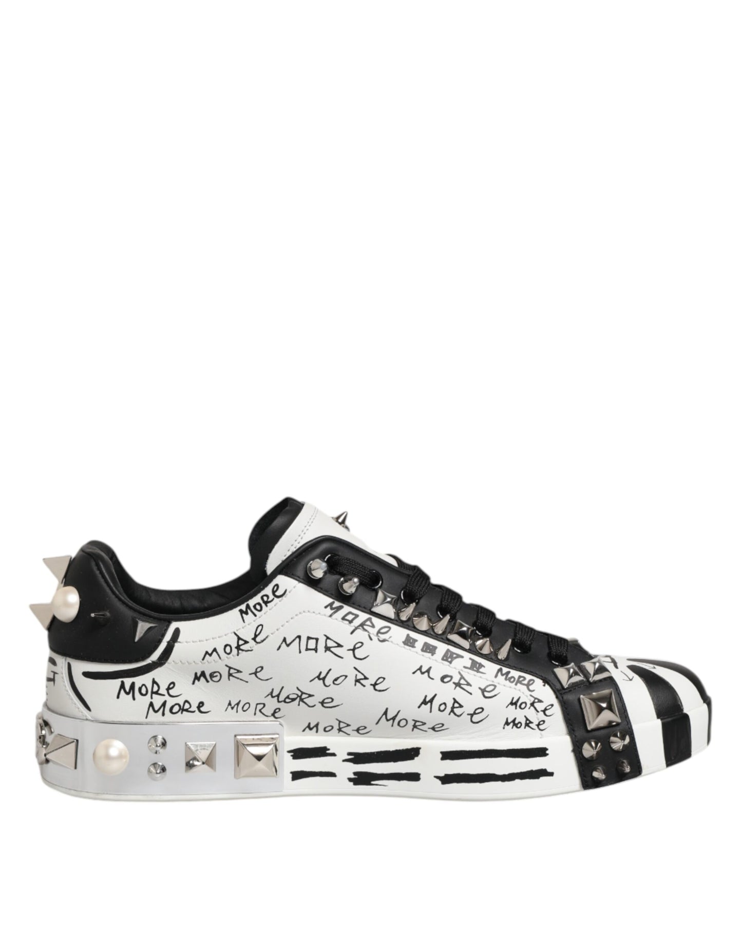 Dolce & Gabbana Schwarz Weiß Nieten Low Top Sneakers Schuhe