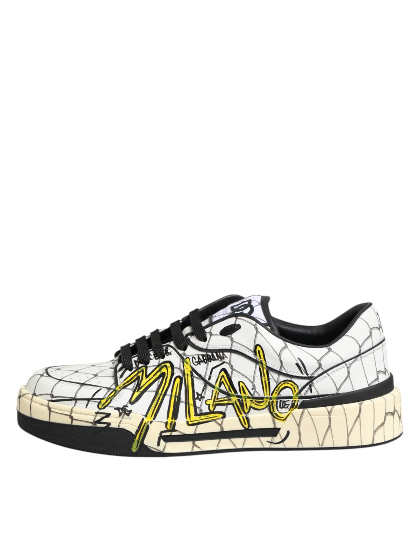 Dolce & Gabbana Weiß Logo Print Low Top Männer Turnschuhe Schuhe
