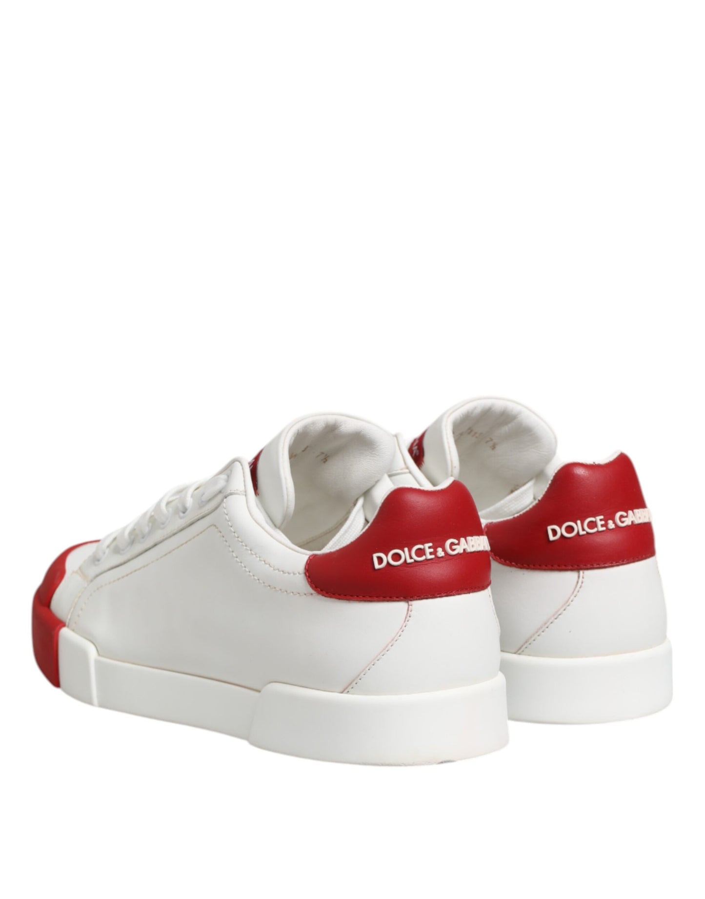 Dolce & Gabbana Weiß Rot Leder Lace Up Turnschuhe Schuhe