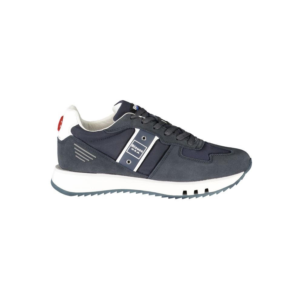 Blauer Blaue Leder Herren Sneaker