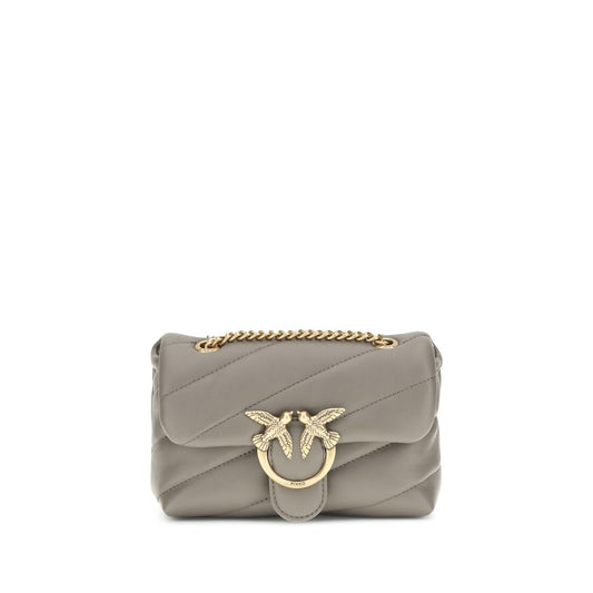 PINKO Grau Kalbsleder Bos Taurus Schultertasche