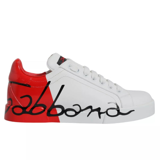 Dolce & Gabbana Weiß Rot Portofino Low Top Turnschuhe Schuhe