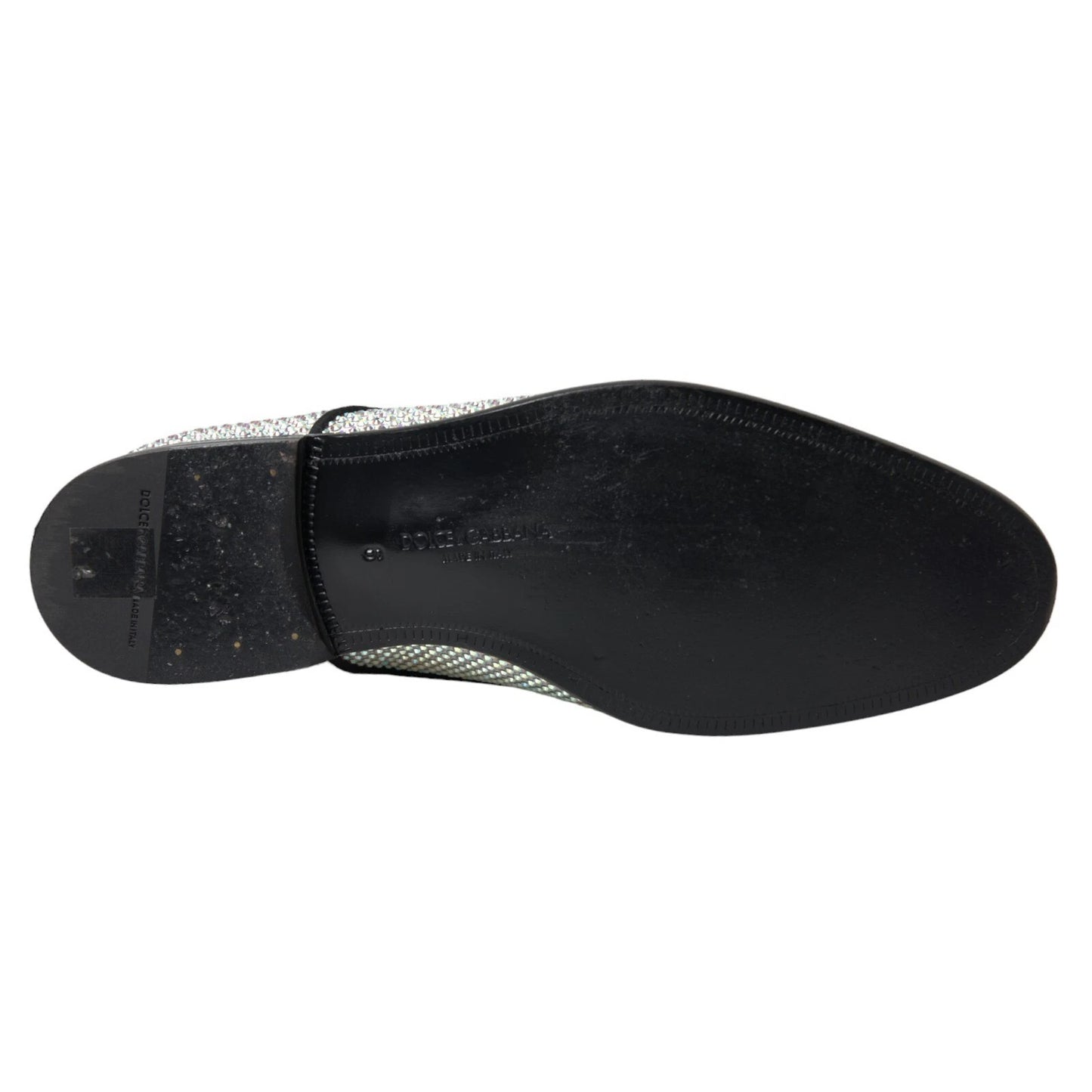 Dolce & Gabbana Silberne Leder Strass Derby Schuhe