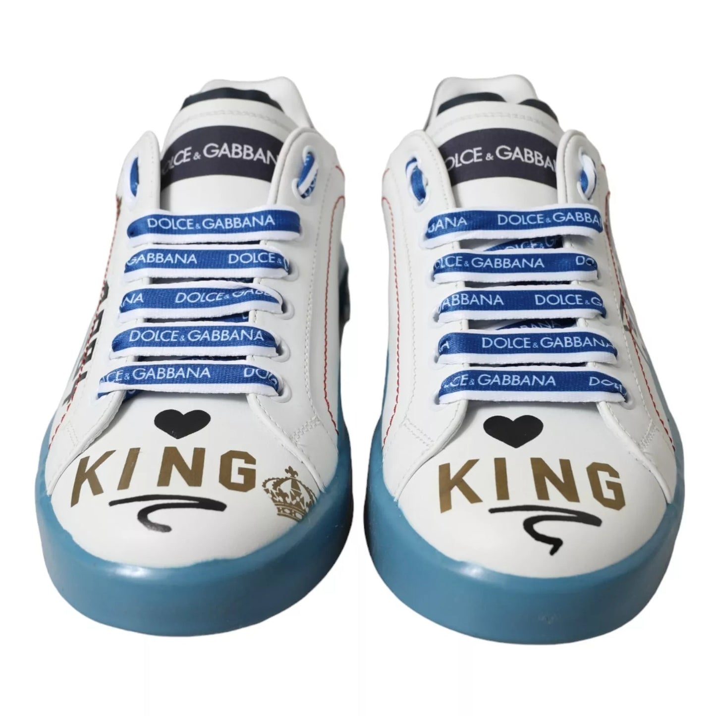 Dolce & Gabbana Blau Weiß Bedruckte Portofino Melt Sneakers